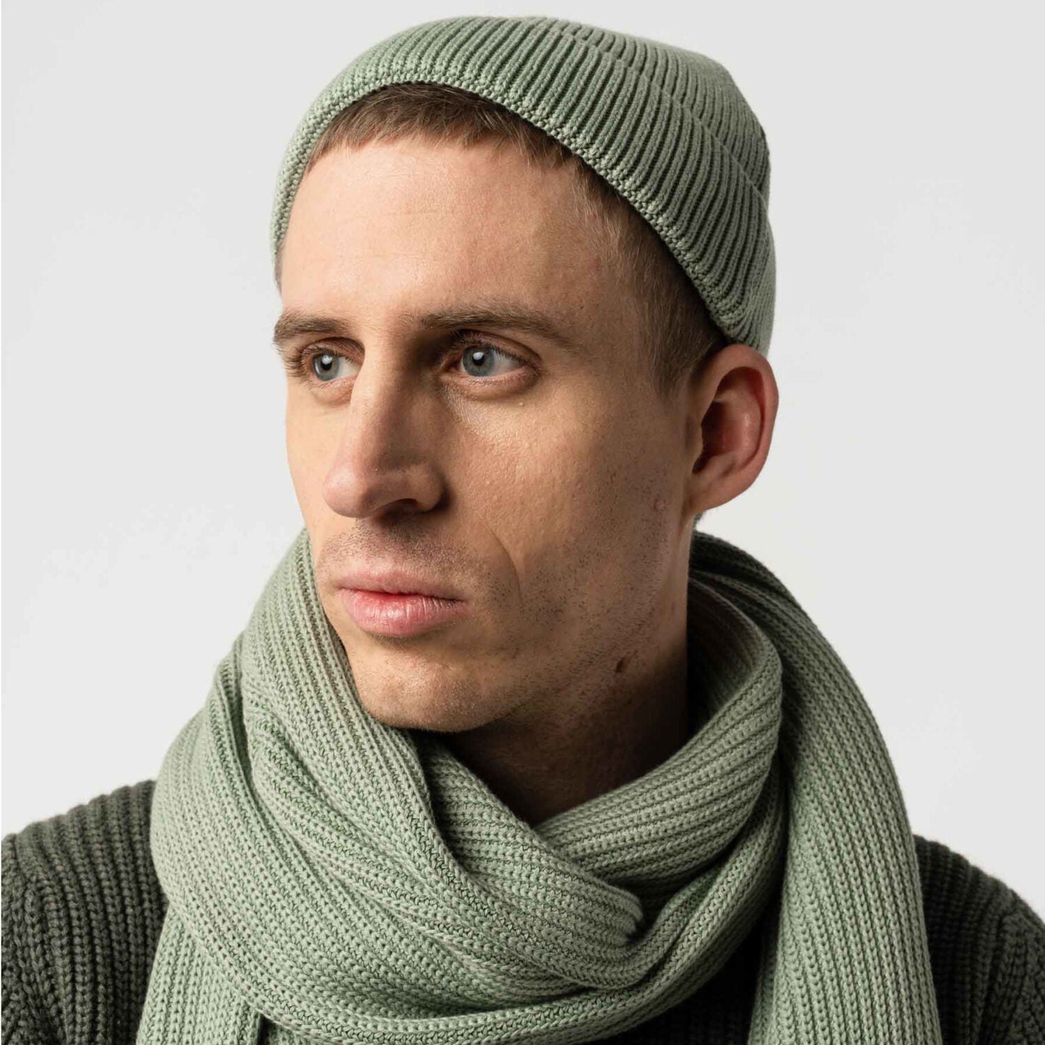 MELA Unisex Kurze Rippstrick Mütze "RAFI" - mint