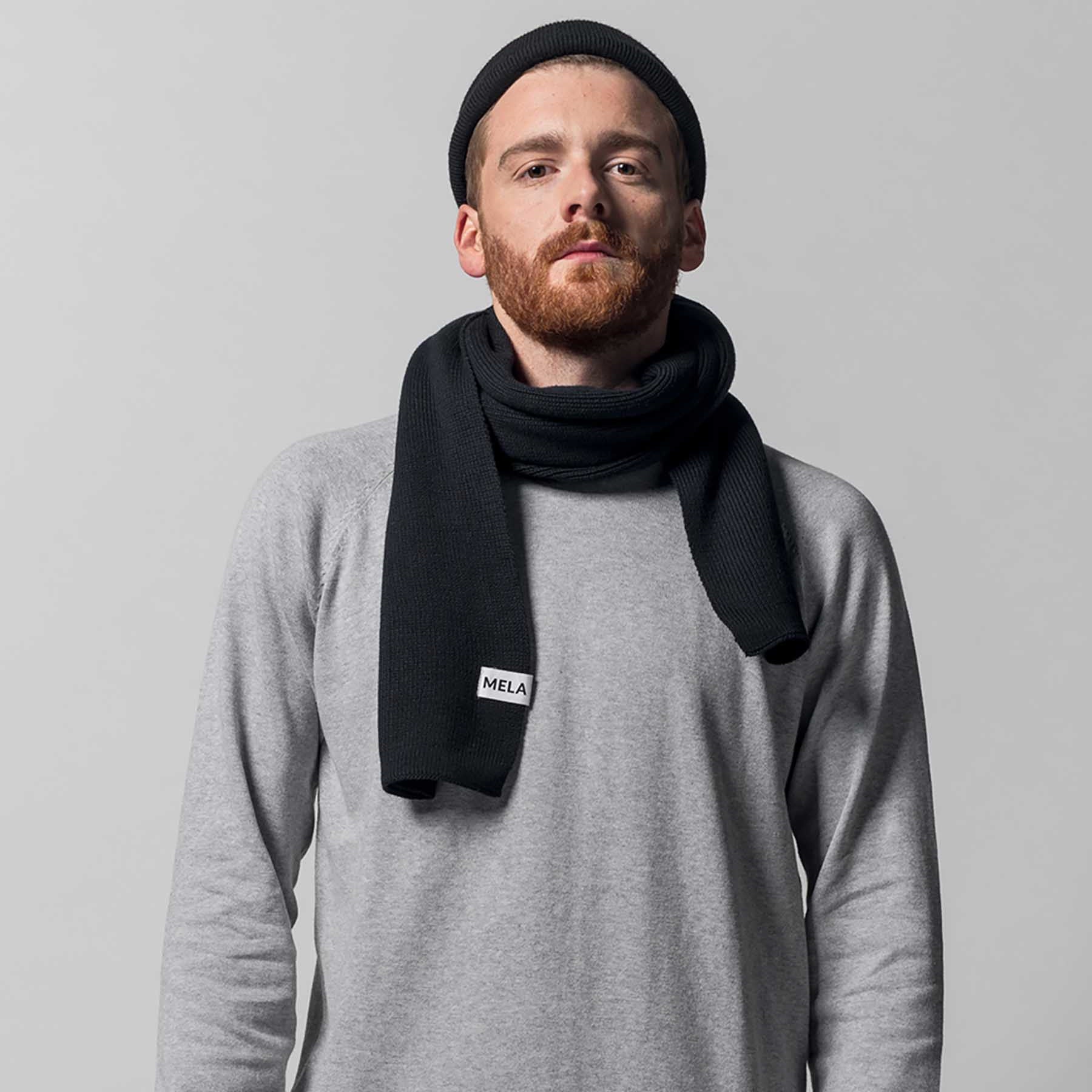 MELA Unisex Rippstrick Schal "BASIC" - schwarz