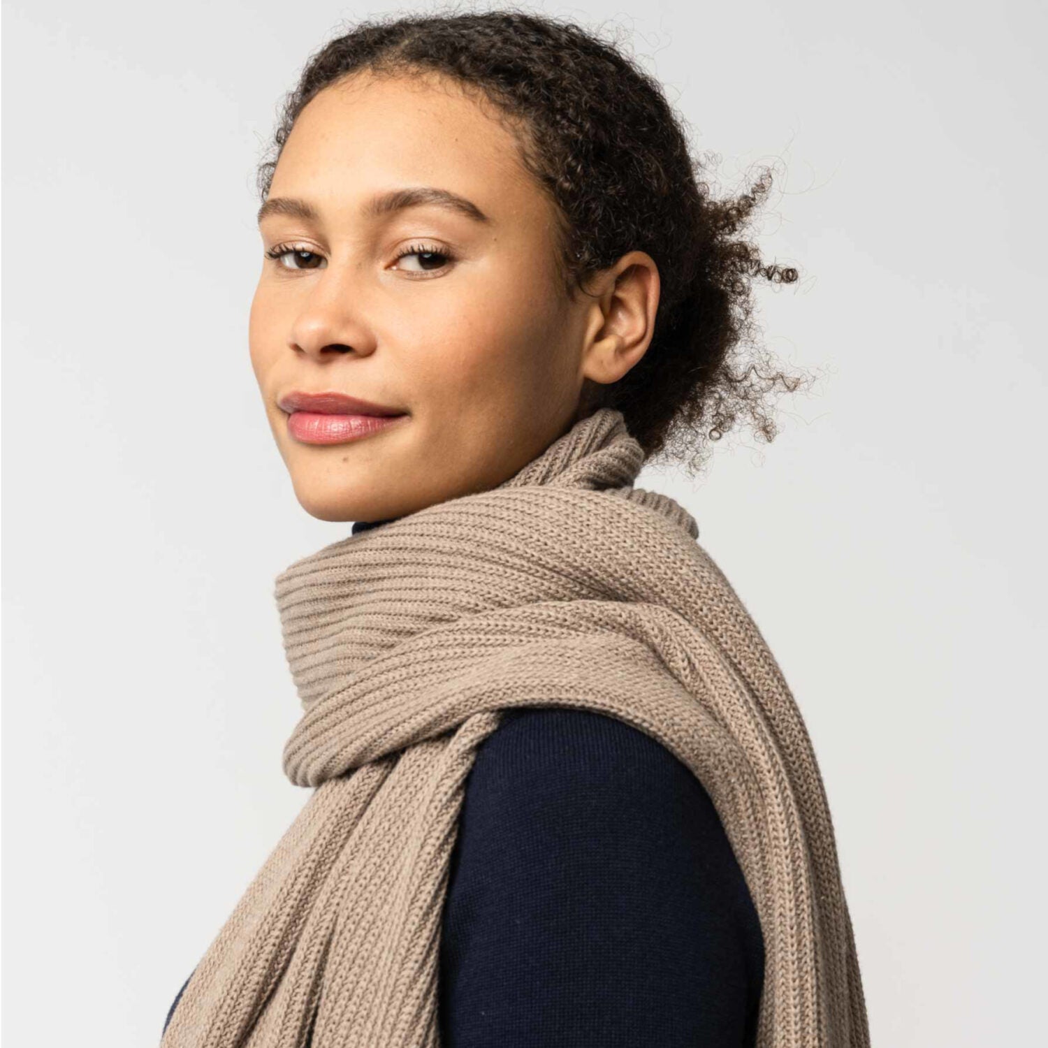 MELA Unisex Rippstrick Schal "NAGNA" - hazel-melange