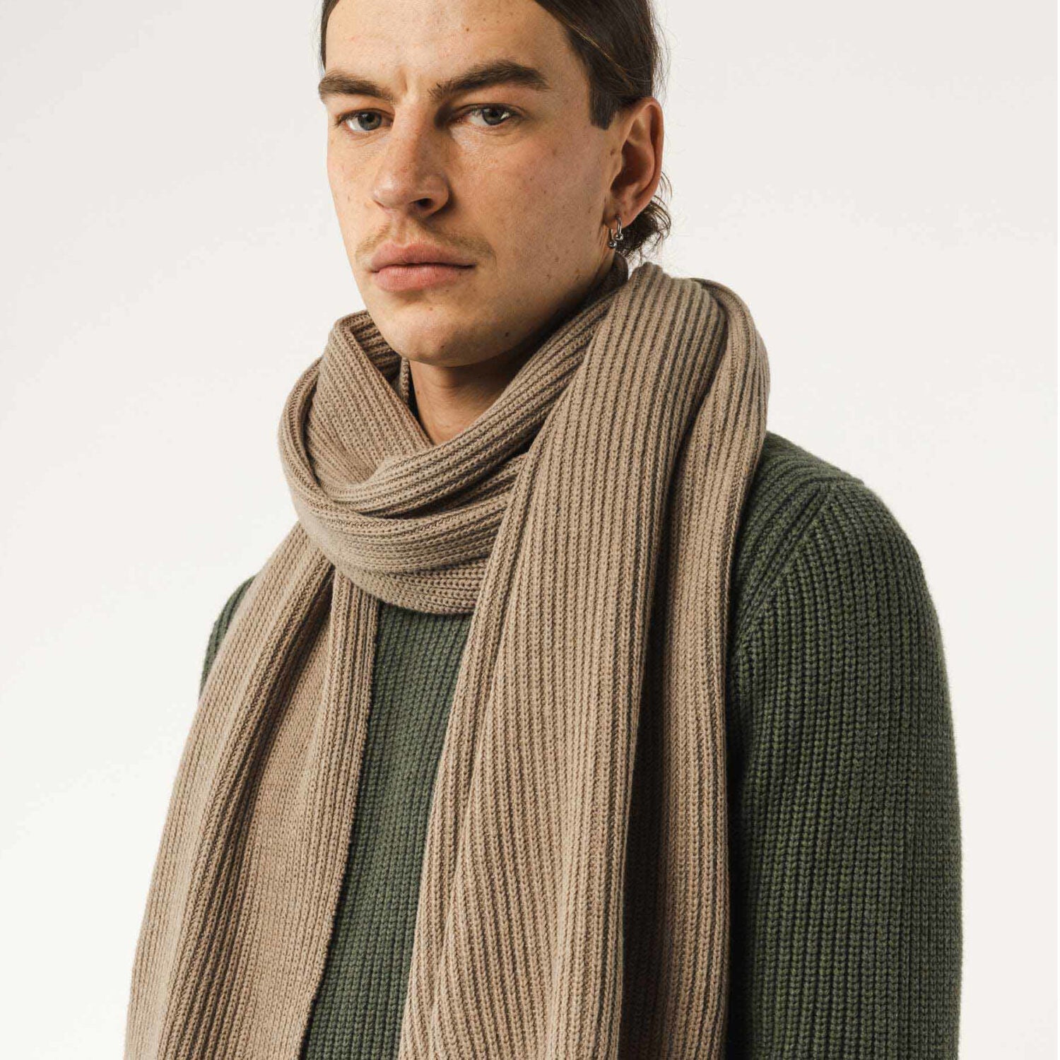 MELA Unisex Rippstrick Schal "NAGNA" - hazel-melange