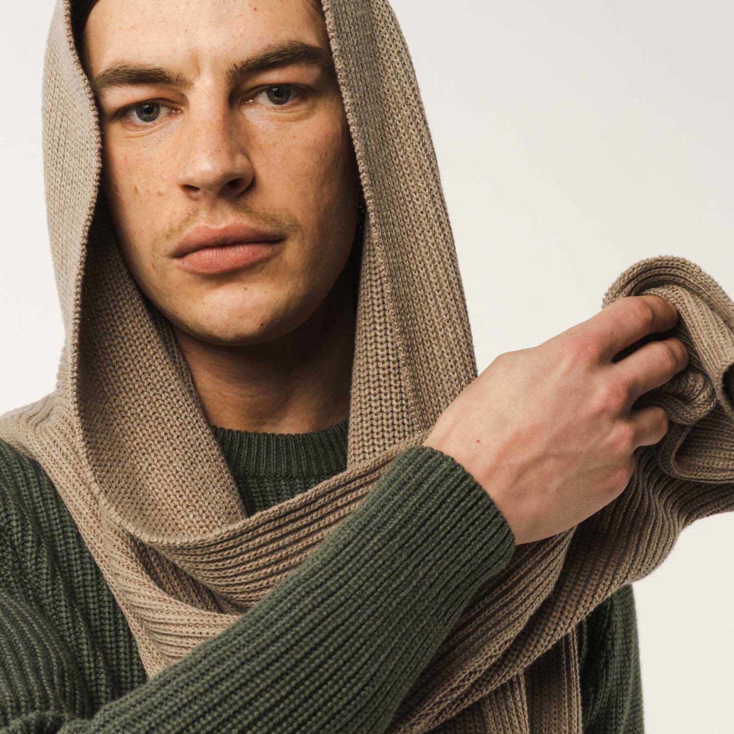 MELA Unisex Rippstrick Schal "NAGNA" - hazel-melange