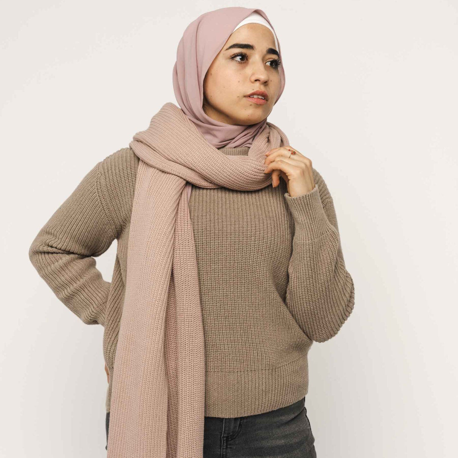 MELA Unisex Rippstrick Schal "NAGNA" - rose