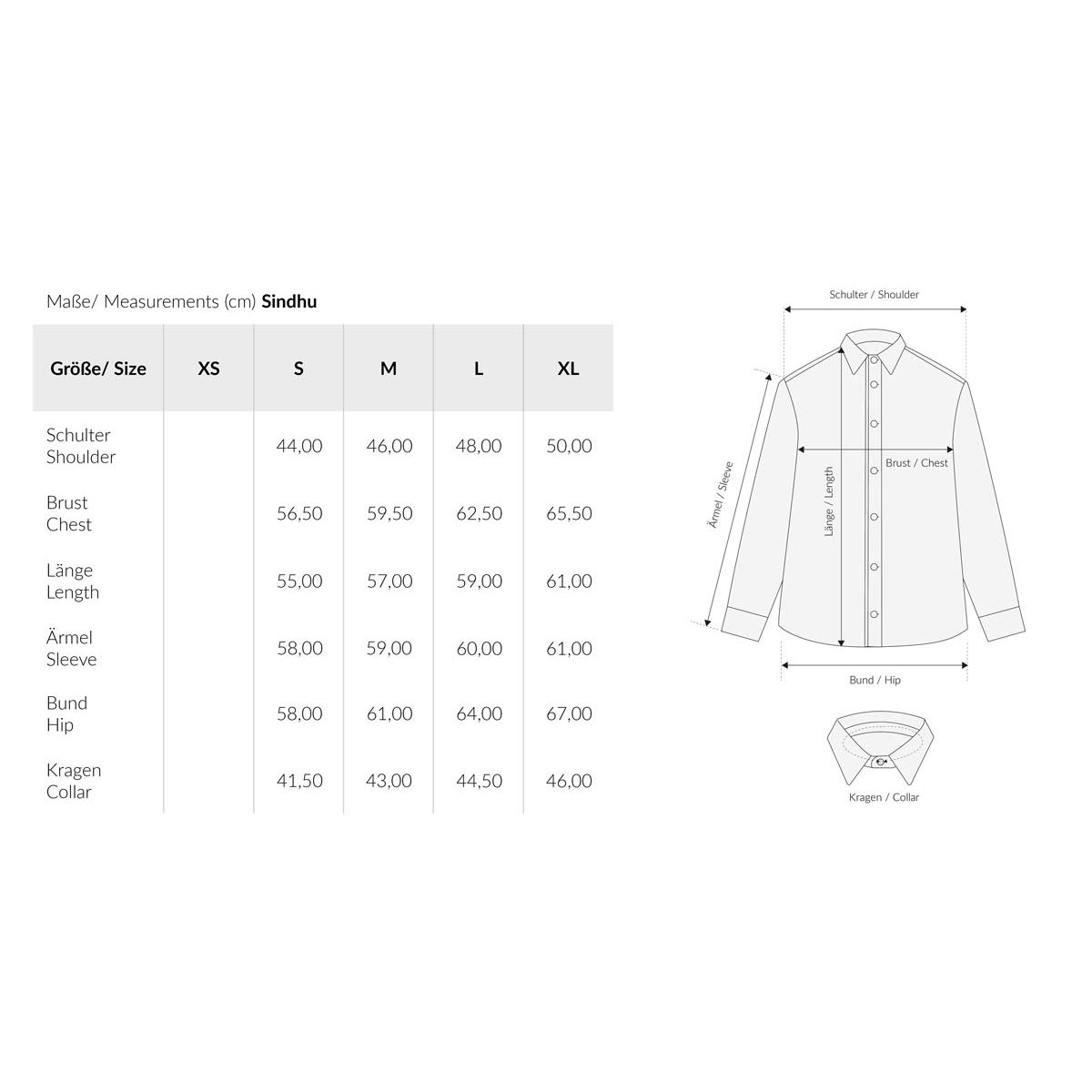 MELAWEAR Bluse Sindhu Größentabelle