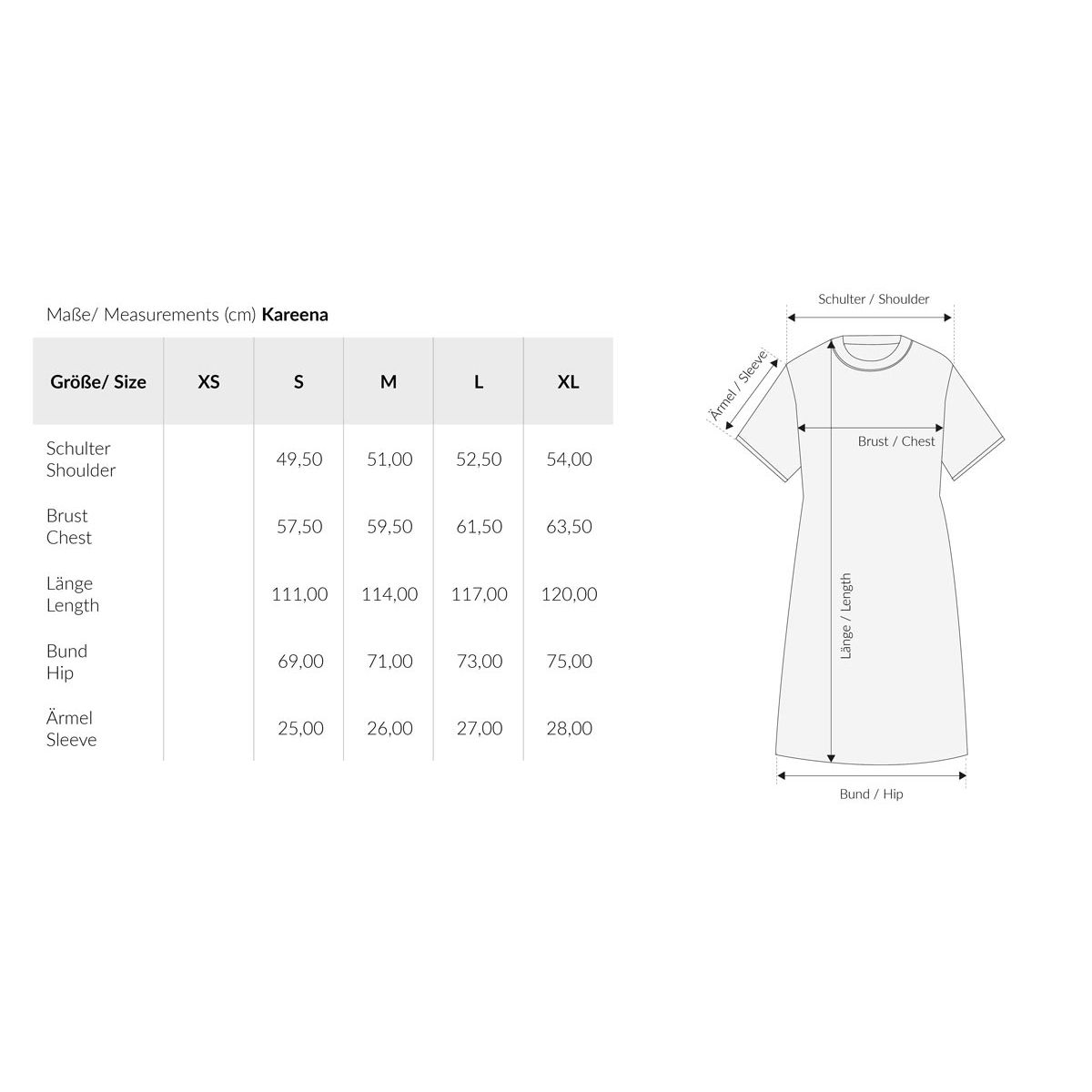 MELAWEAR Damen Midi-Blusenkleid KAREENA Größentabelle