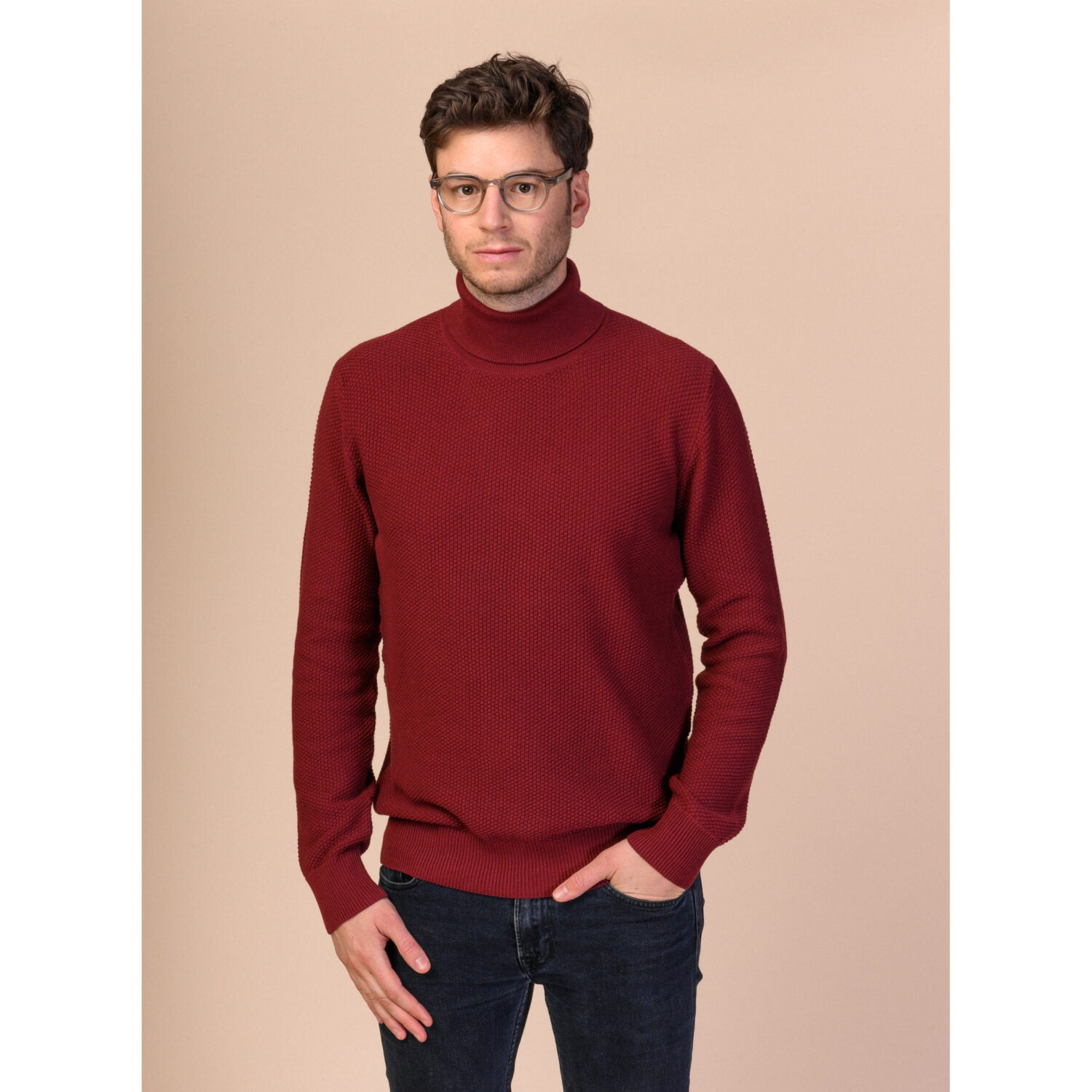 MELAWEAR Herren Rollkragen-Pullover "DILIP" Burgunderrot M