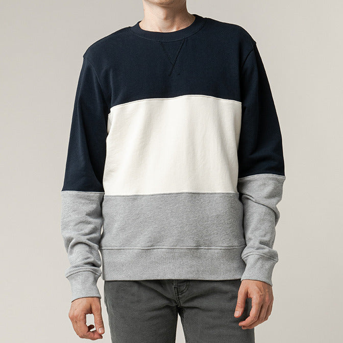 MELAWEAR Herren Sweatshirt "MANOJ" - Dritte Wahl Navy Cream Grau L