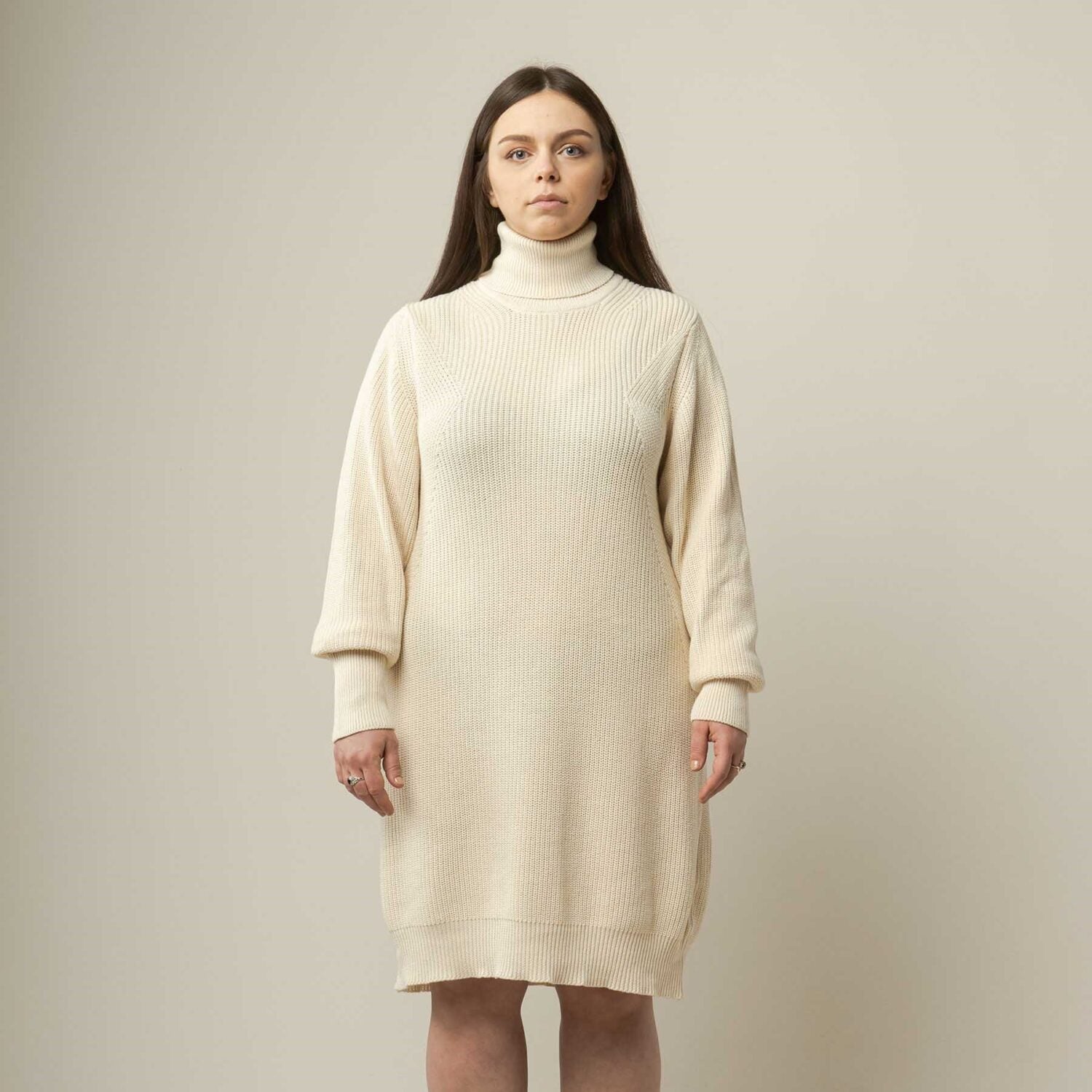 MELA Rippstrickkleid mit Rollkragen "ABAZIN" - Dritte Wahl Cream L