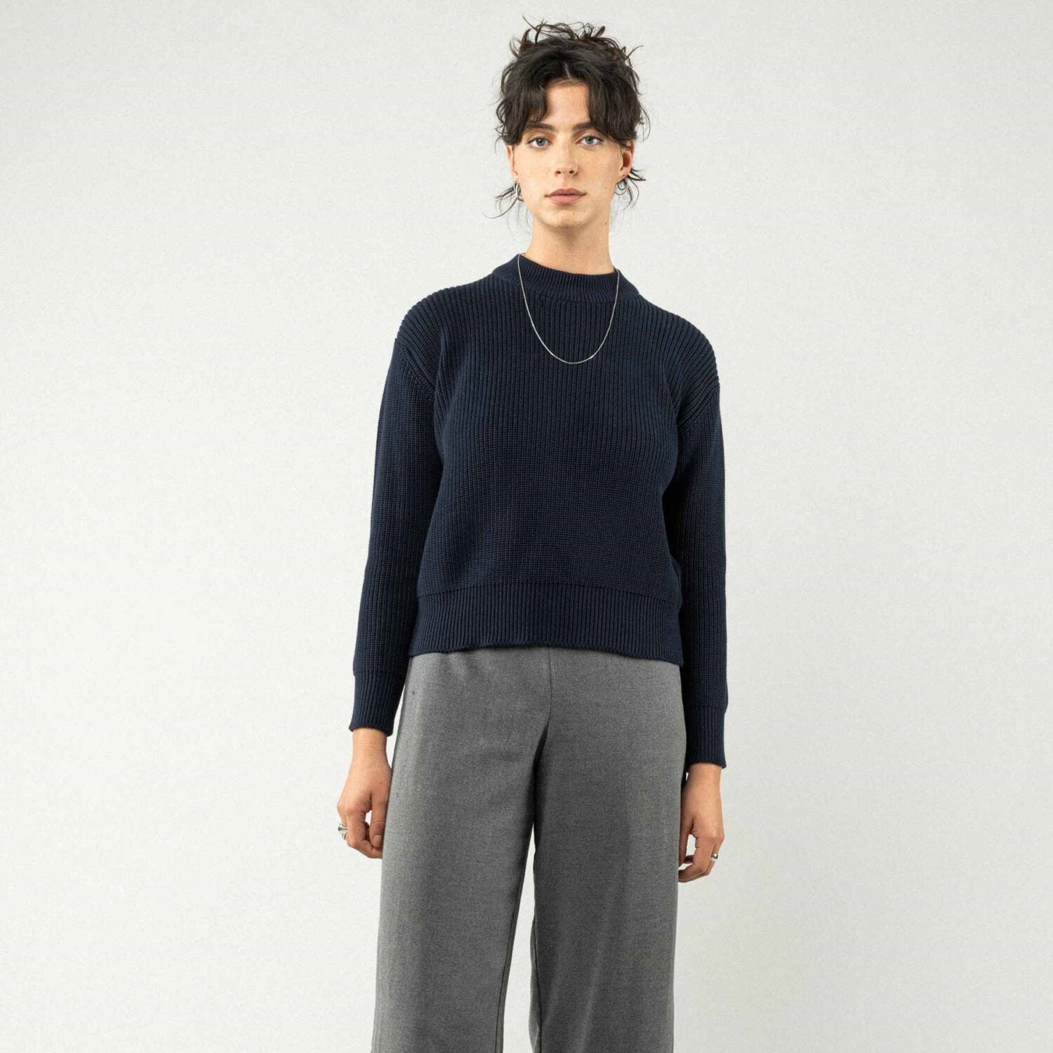 MELA Damen Rippstrickpullover "MANIKA" - navy