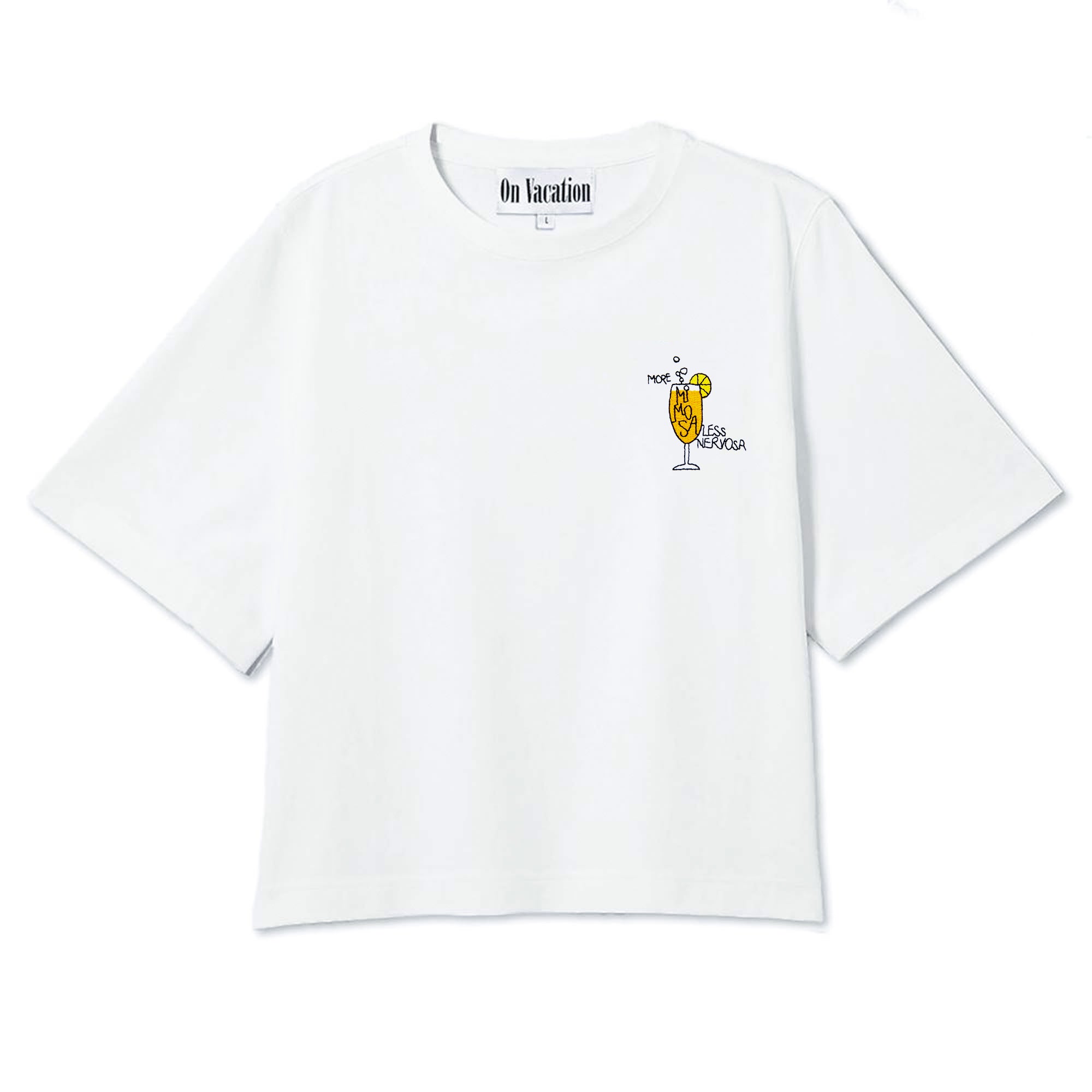 On Vacation Ladies Cropped Top "Mimosa" - White