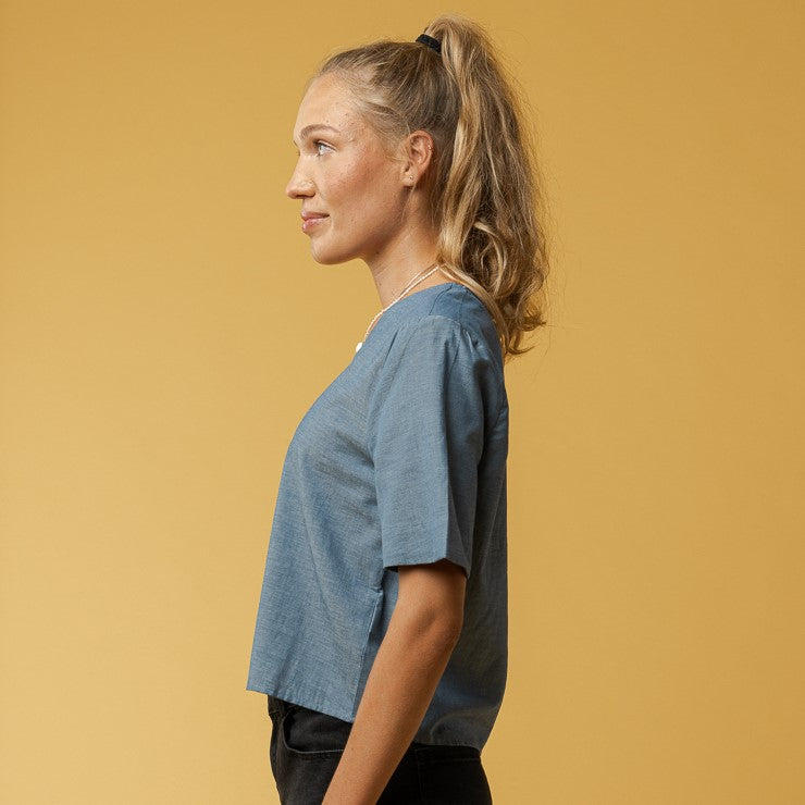 MELAWEAR Damen Bluse NALA Blue Chambray