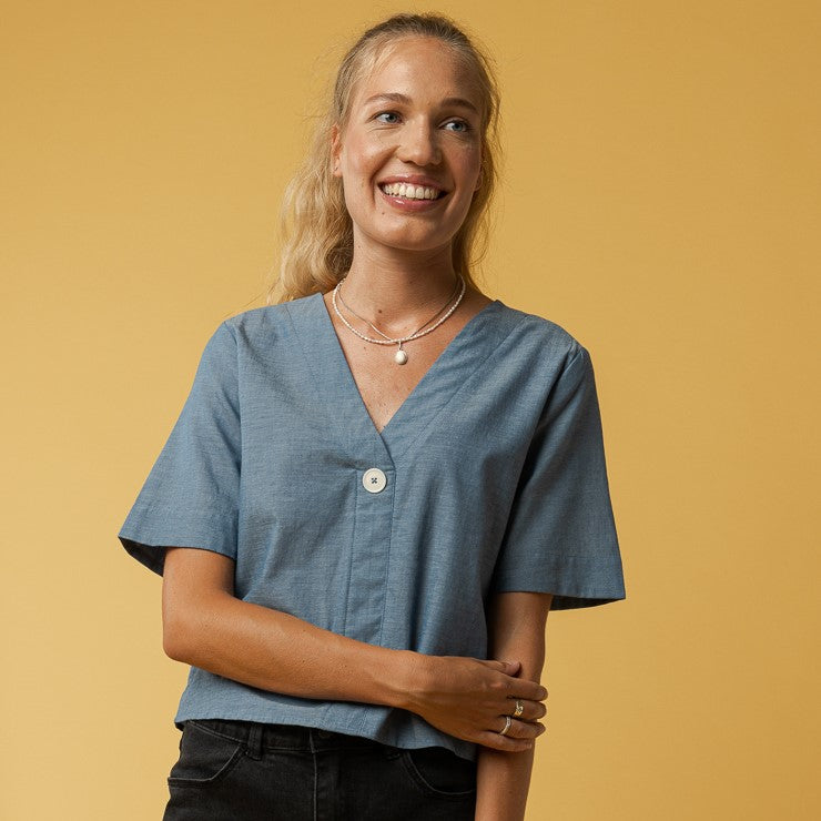 MELAWEAR Damen Bluse "NALA" Blue Chambray