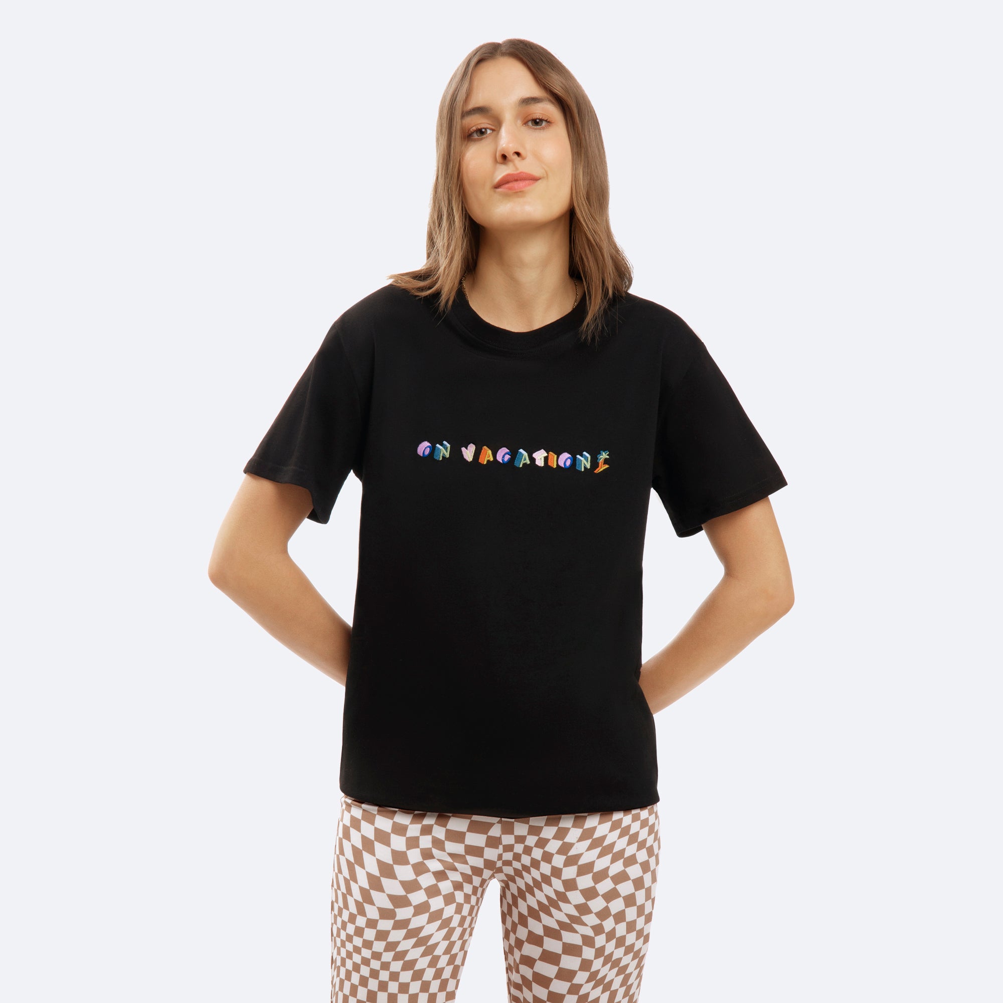 On Vacation Unisex T-Shirt "3D Logo" - Black
