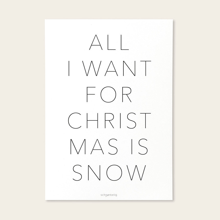 Projekt Stil Postkarten "Weihnachten" ALL I WANT FOR CHRISTMAS IS SNOW
