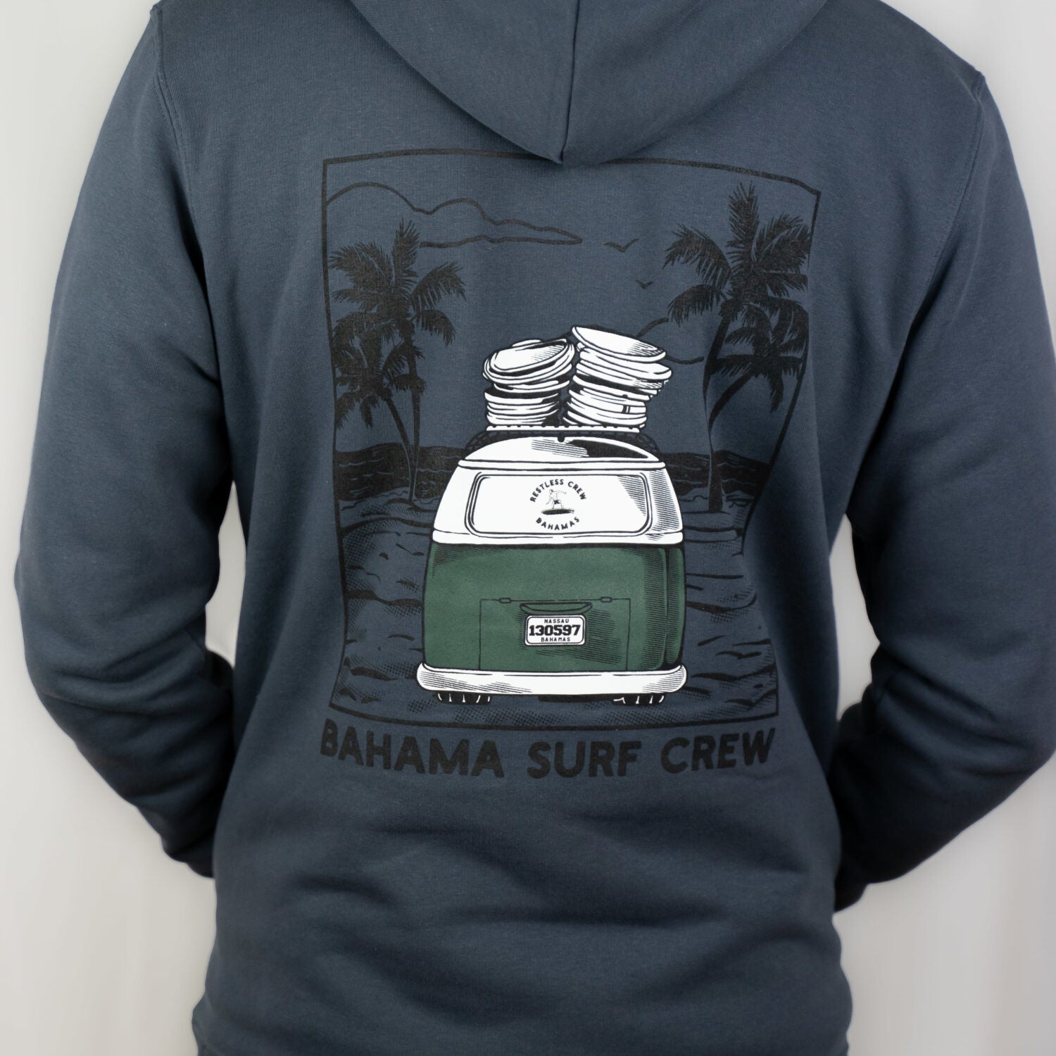 Restless Crew Unisex Hoodie BAHAMAS Indian Ink - Grey_05
