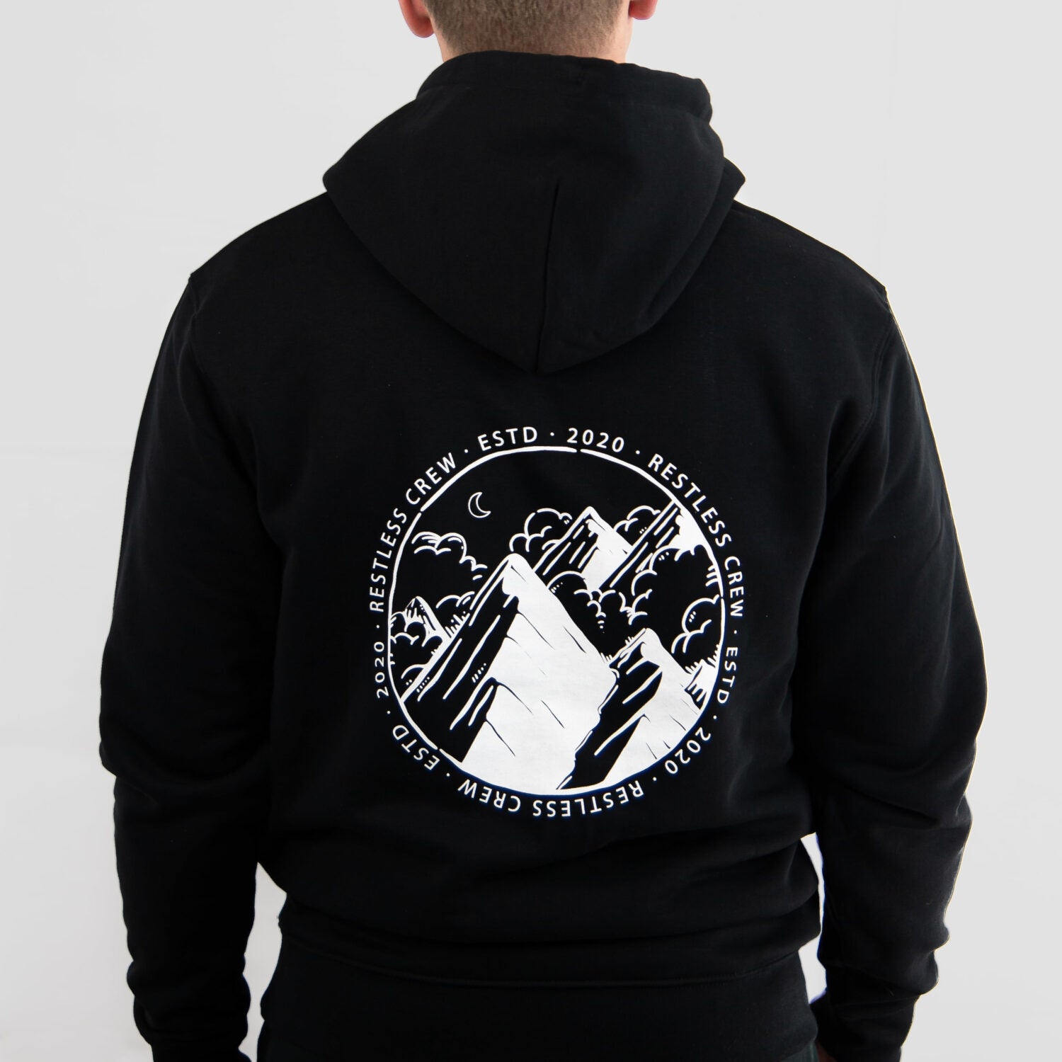 Restless Crew Unisex Hoodie "MOUNTAINS" - Black