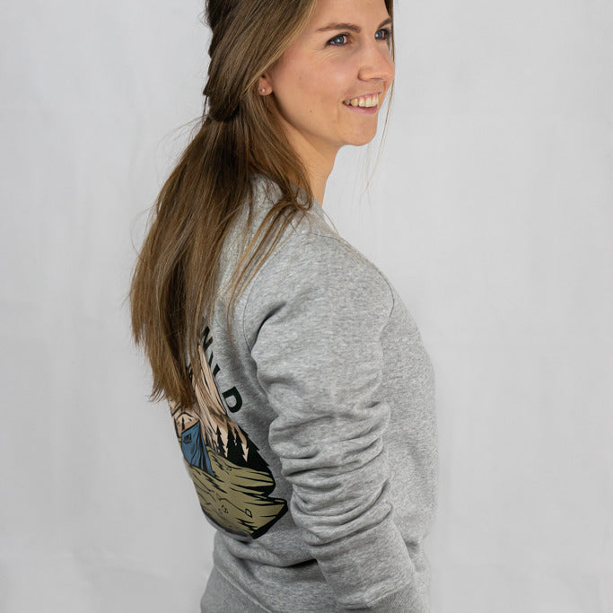 Restless Crew Unisex Sweater "INTO THE WILD" - Heather Grey