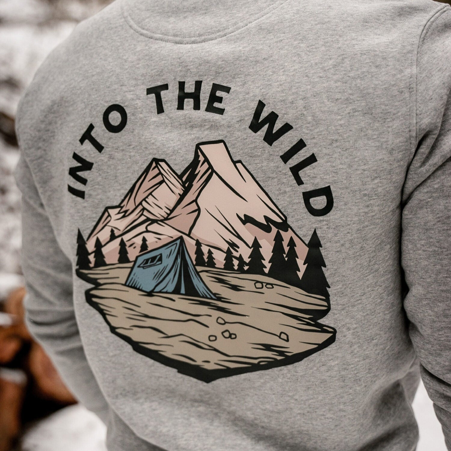Restless Crew Unisex Sweater "INTO THE WILD" - Heather Grey