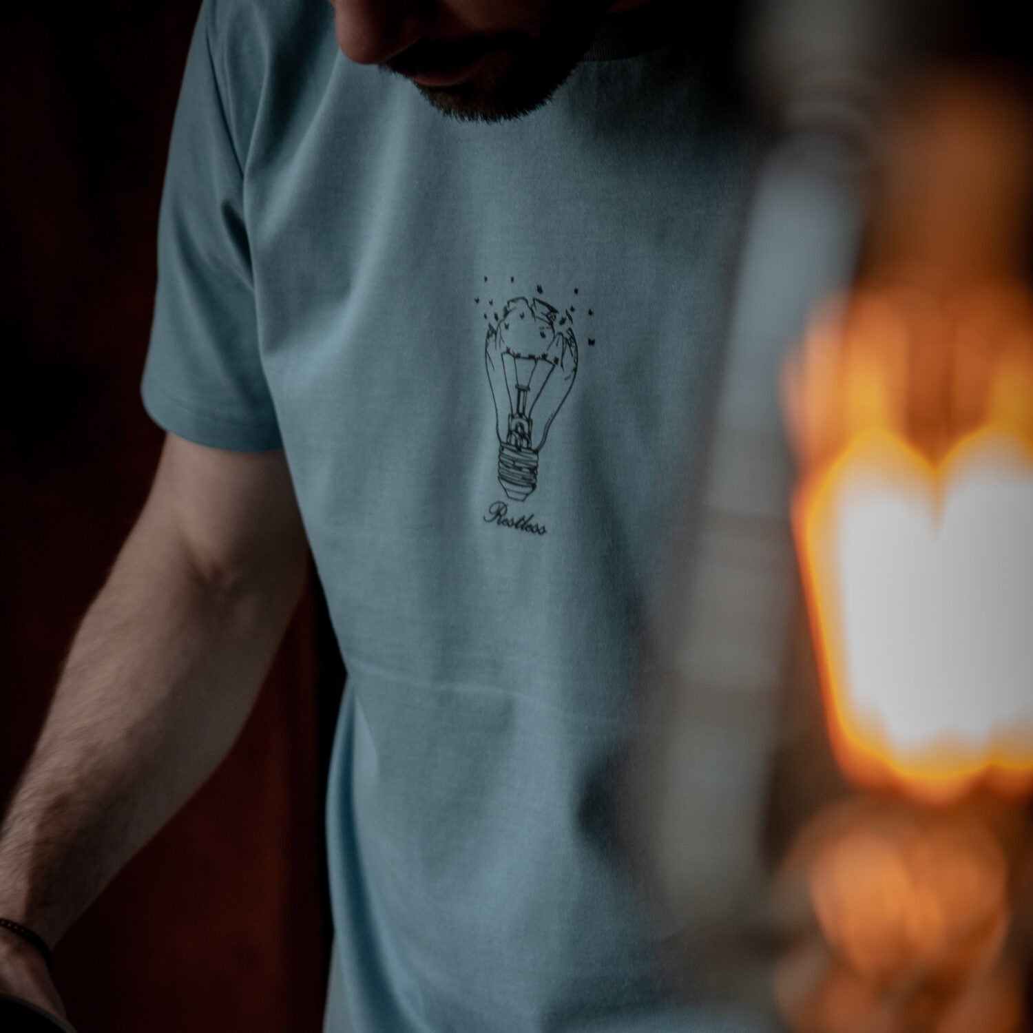 Restless Crew Unisex T-Shirt "BULB" - Citadel Blue