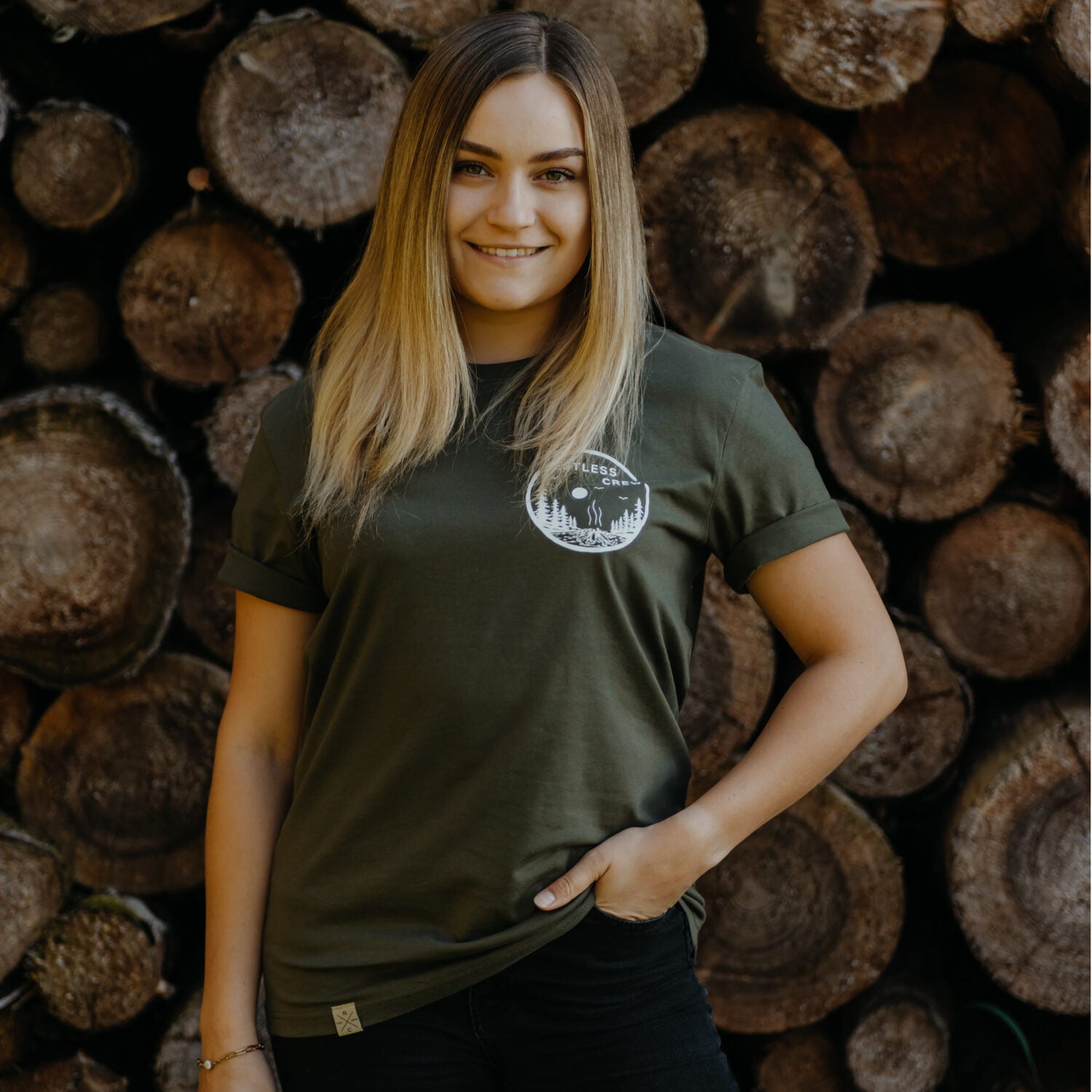 Restless Crew Unisex T-Shirt "CAMPFIRE" - Khaki