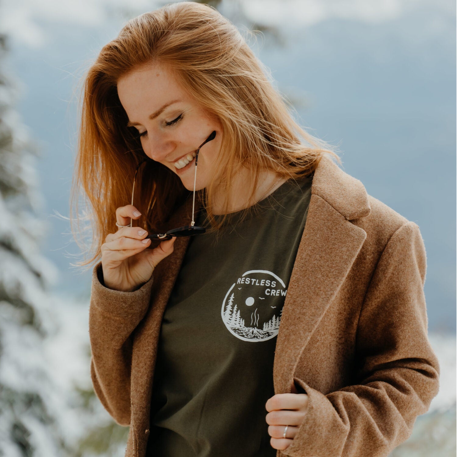 Restless Crew Unisex T-Shirt "CAMPFIRE" - Khaki
