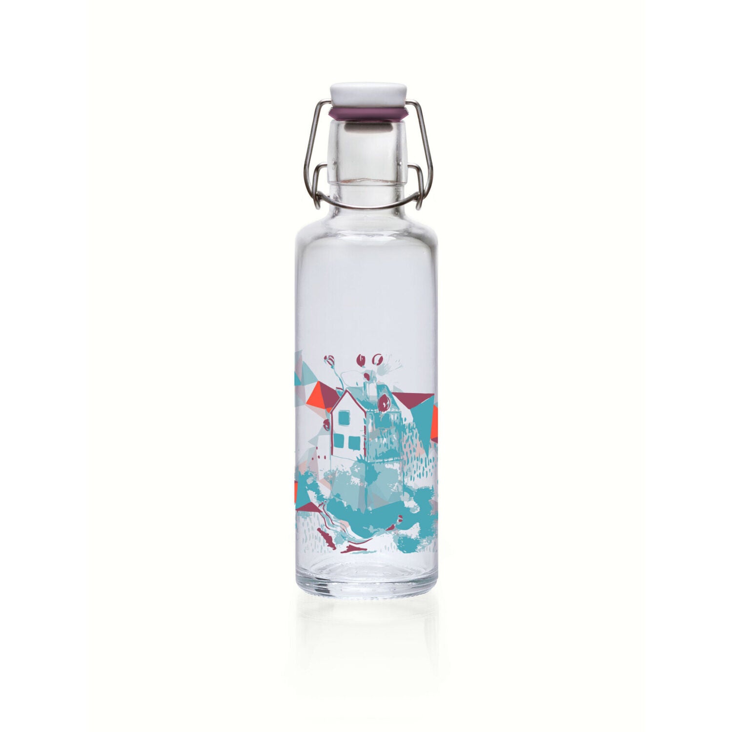 soulbottles 0,6l Glastrinkflasche "Flotterhaus"