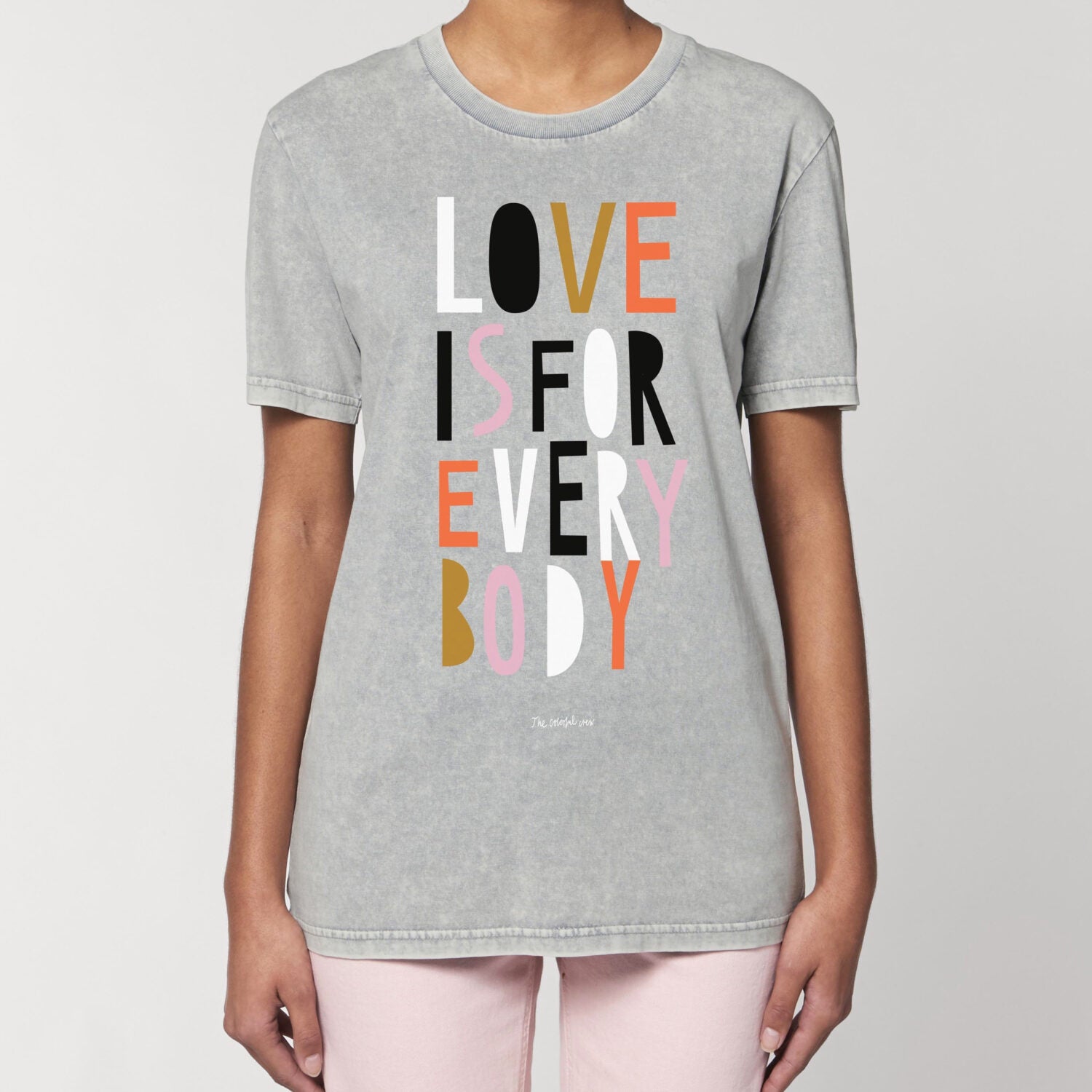 The colorful crew "Love is for Everybody" T-Shirt Medium Grey