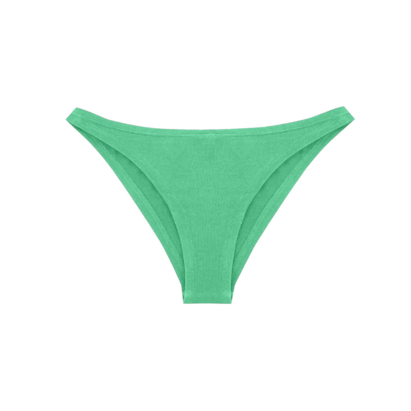 Grüne Damenunterhose auf weißem Hintergrund.