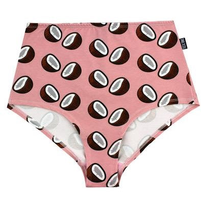 Rosa Unterhose mit Kokosnussmuster auf weißem Hintergrund.
