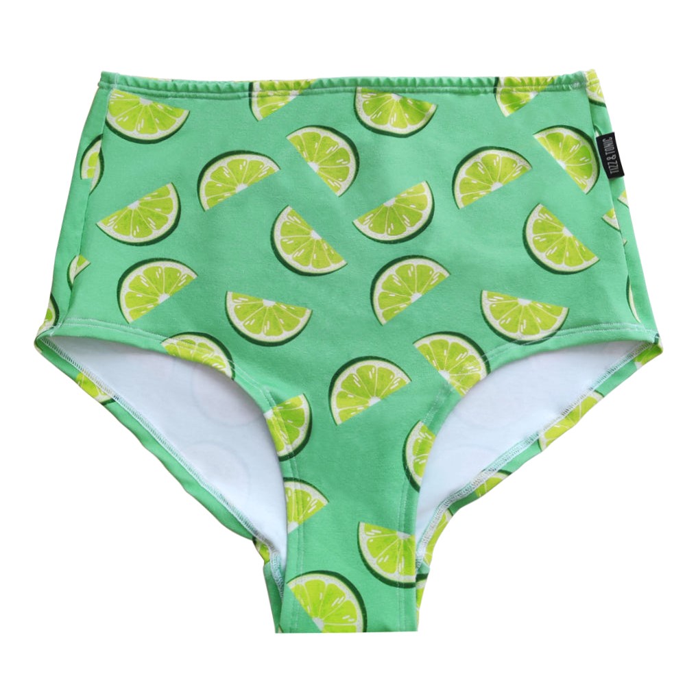 Grüne Damenunterhose mit Limettenmuster auf der Vorderseite.