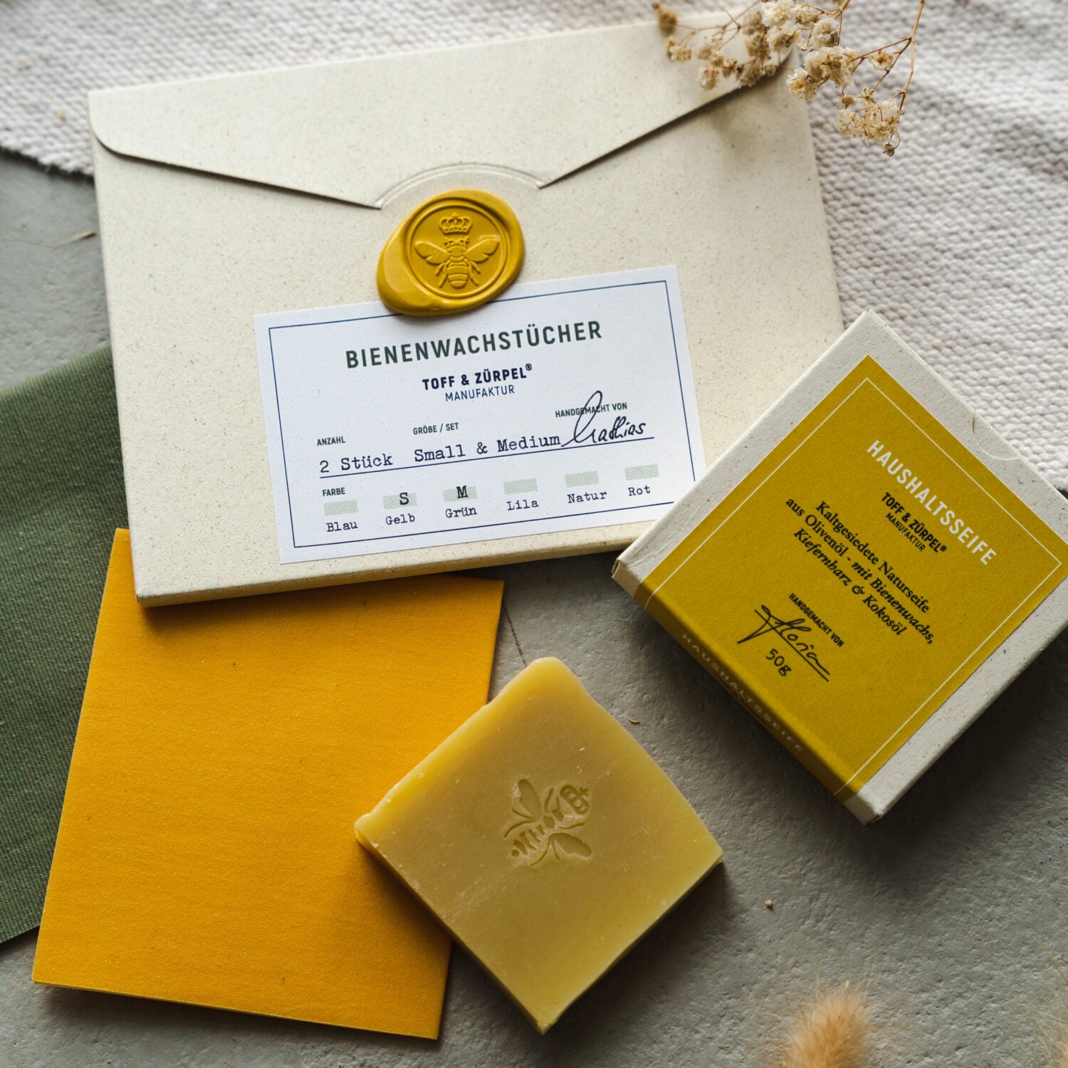 Toff & Zürpel Bundle "Bienenwachstuch 2er Set + Seife"