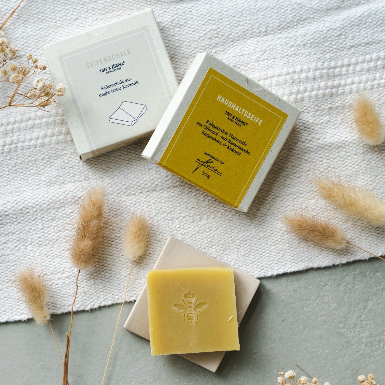 Toff & Zürpel Bundle "Seifenschale aus Keramik + Seife"