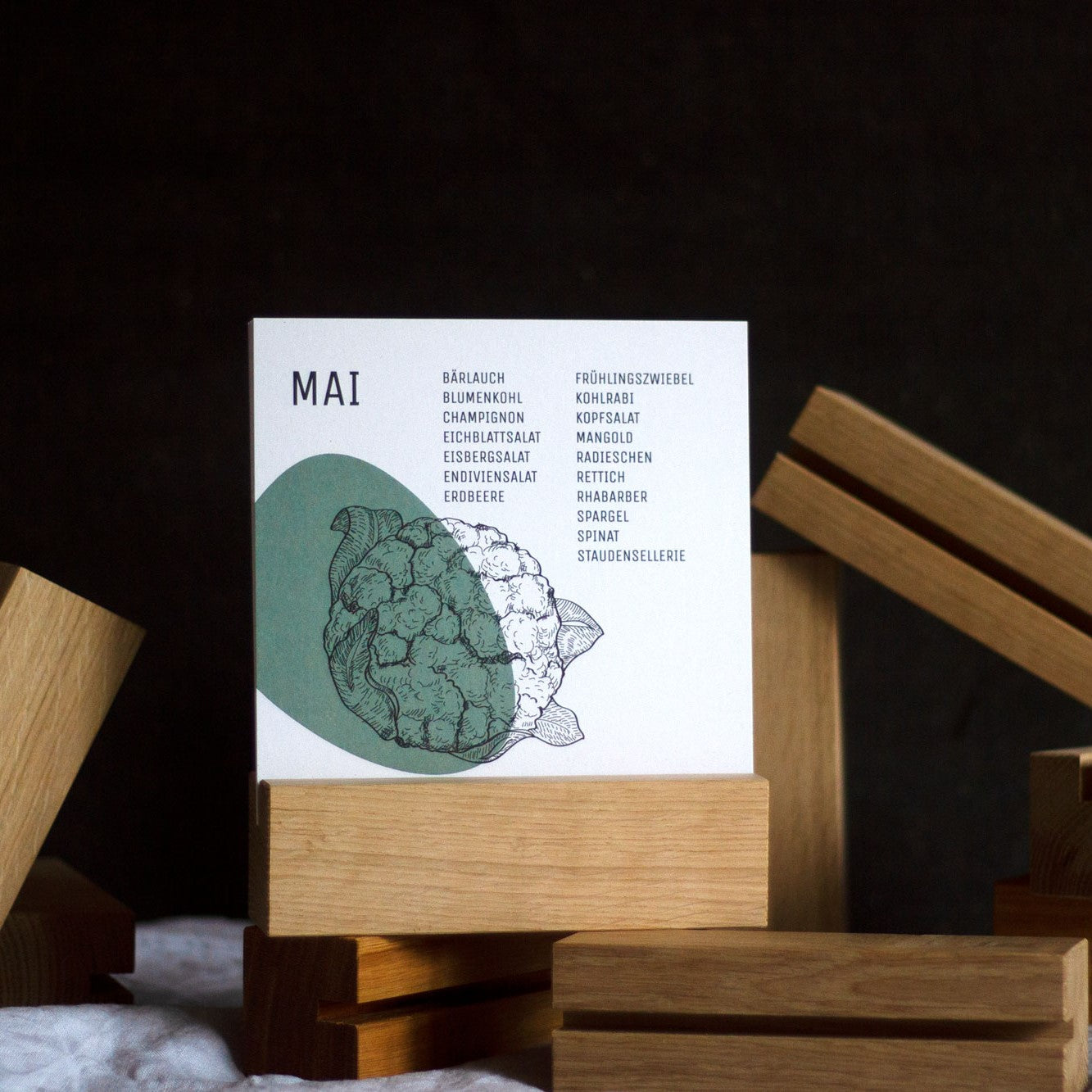 Zeit für Gutes "Saisonkalender für Obst, Gemüse & Salat" mit Holzsockel