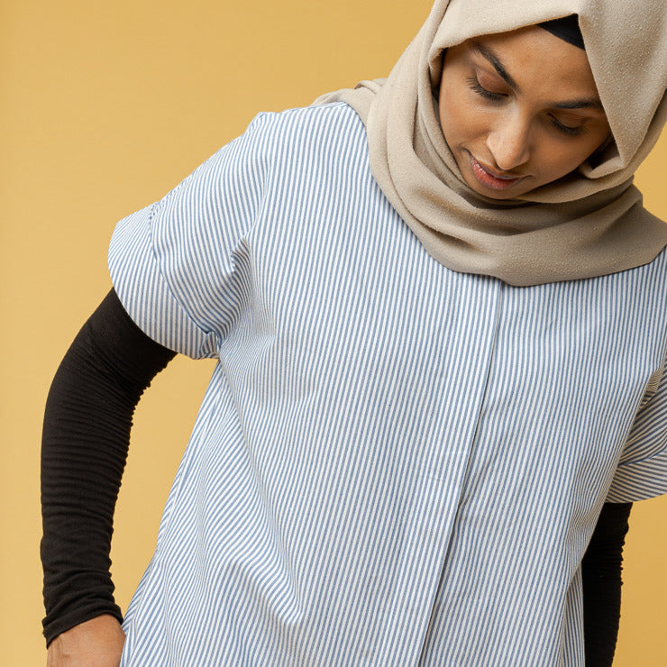 MELA Damen Blusenkleid "AMOLI" blue-stripes M
