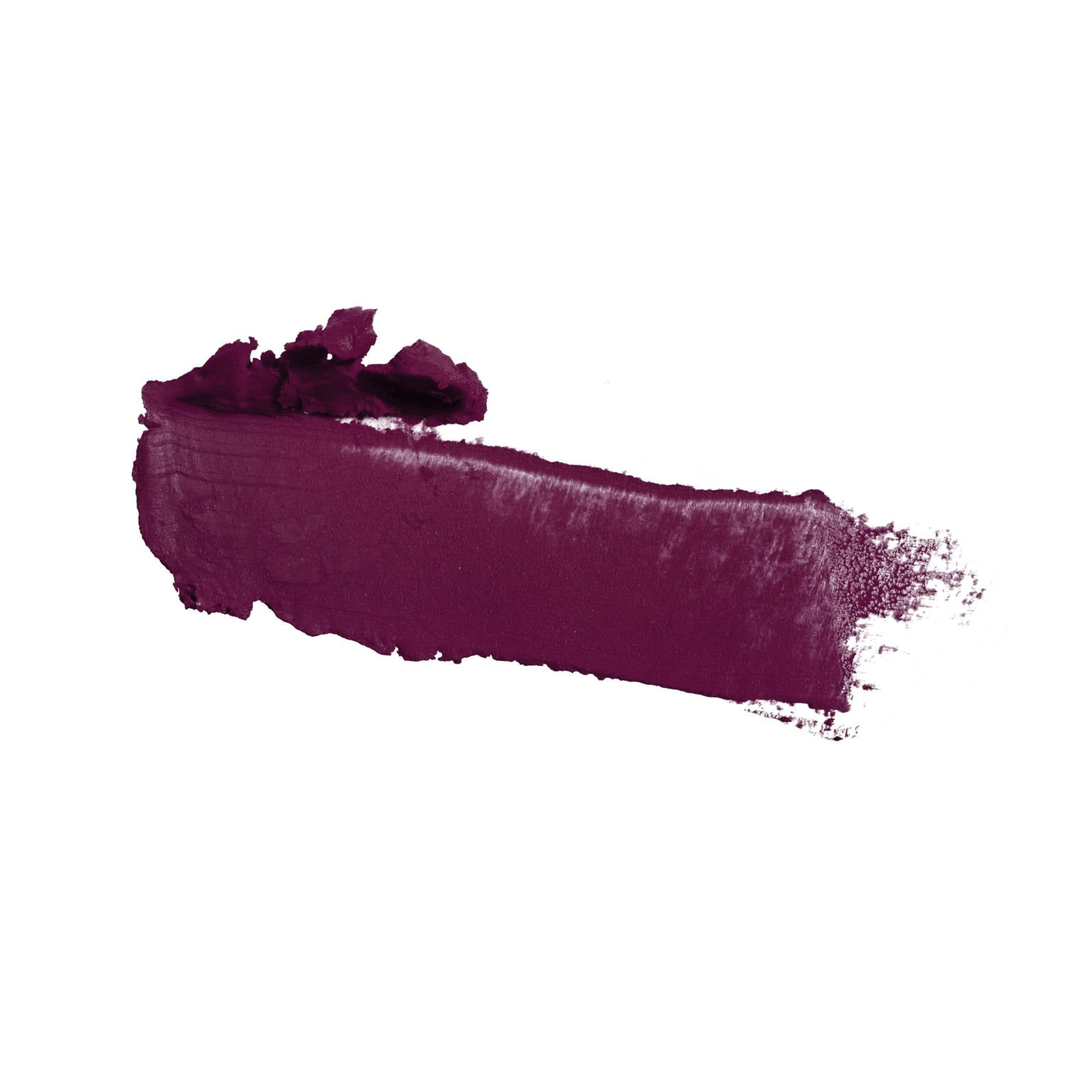 Ein dunkelrosa Lippenstiftstrich auf weißem Hintergrund.
