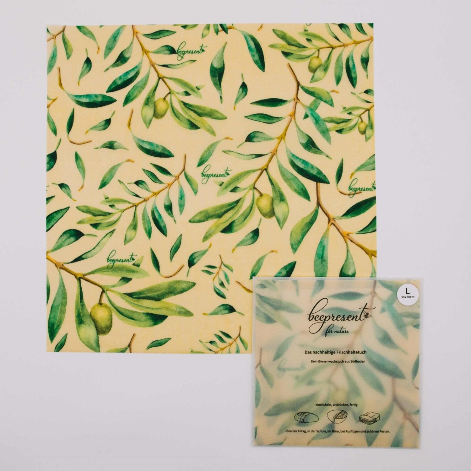 beepresent Bienenwachstuch Größe L Olive