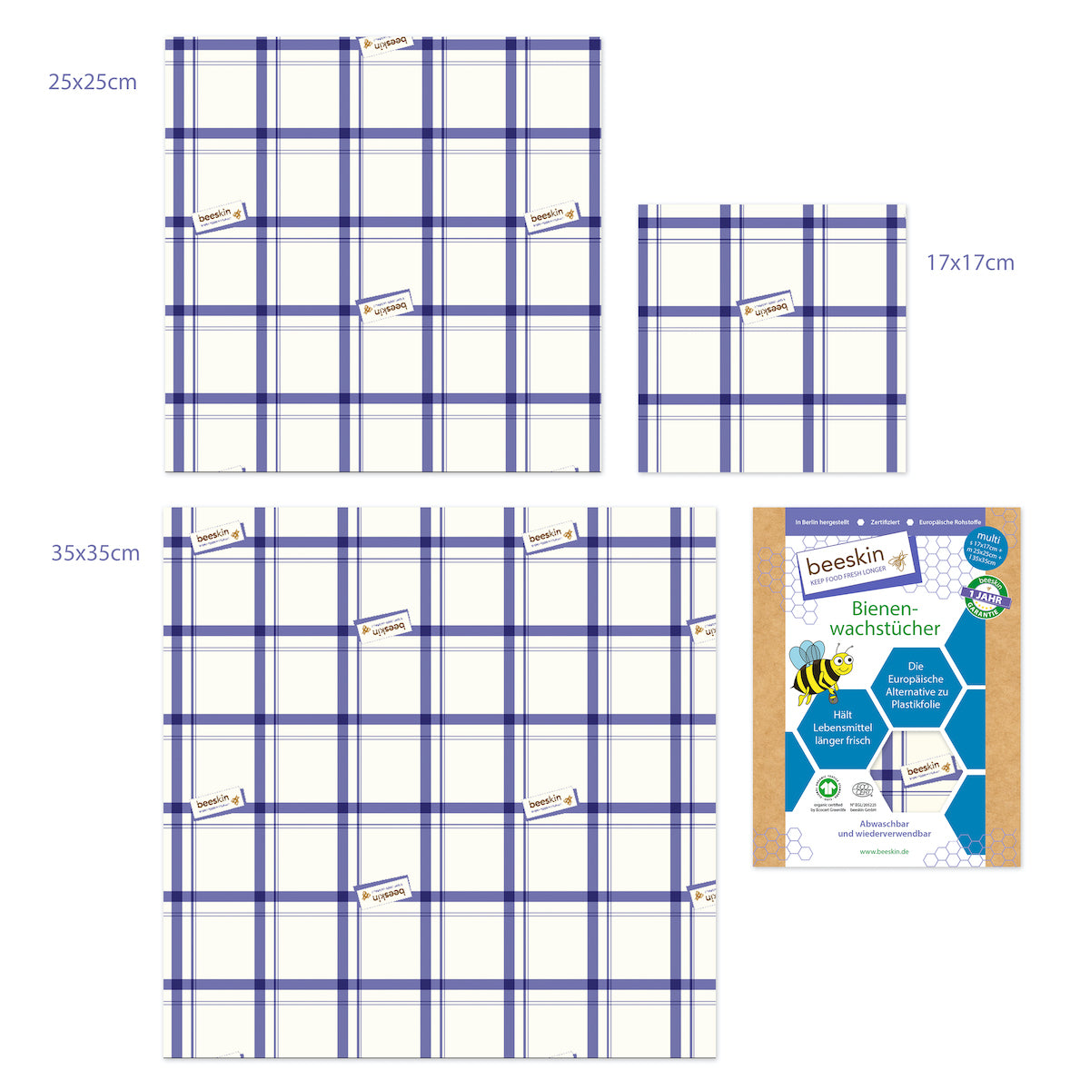 beeskin Bienenwachstuch 3er Set "Multi"