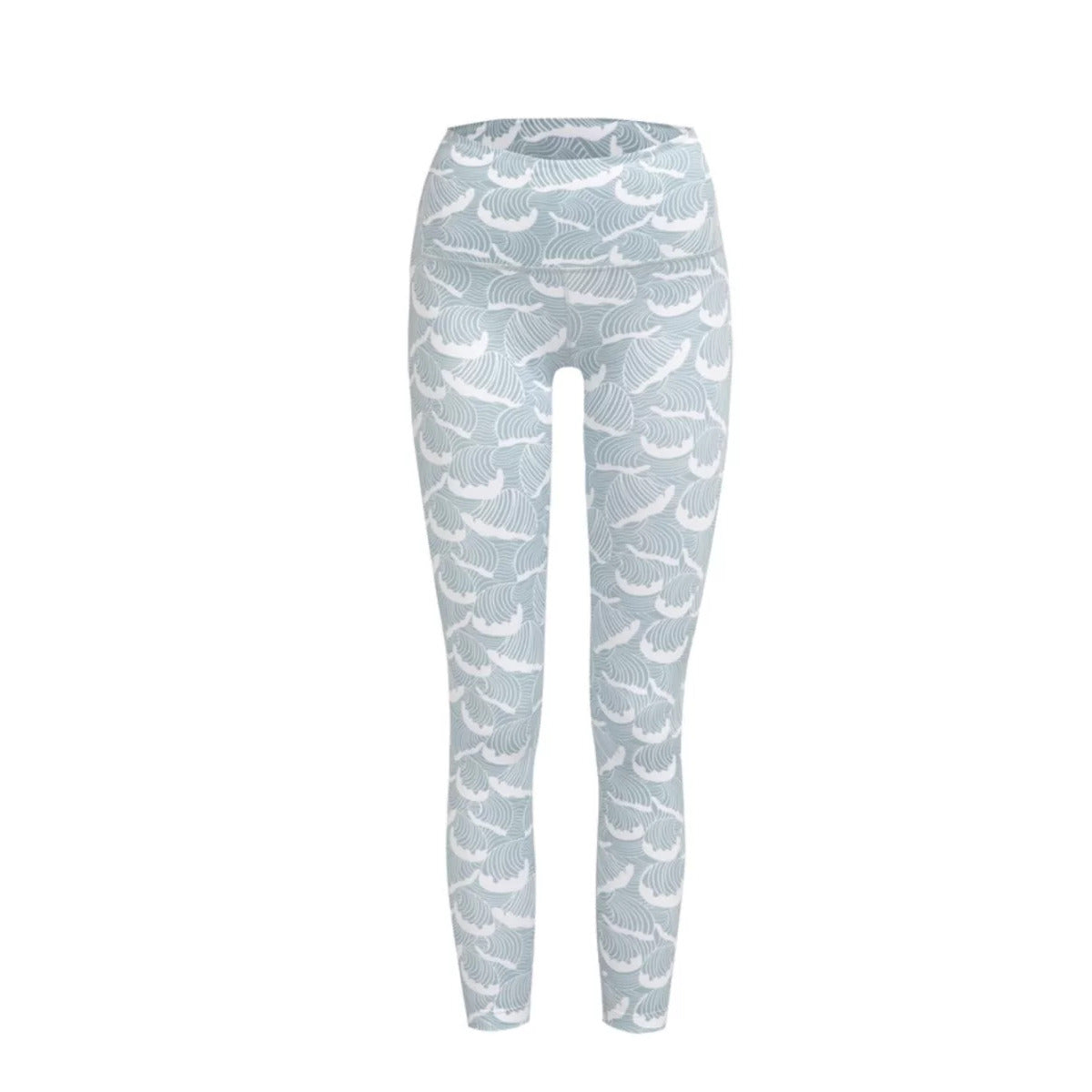 boochen Damen High-Rise Leggings Ocean Waves Print