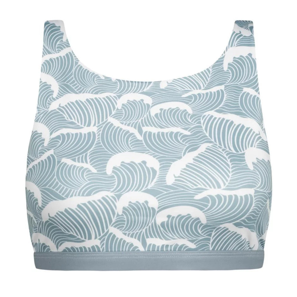 boochen wendbarer Sport-BH "Meco Top" Ocean Waves Pale Blue