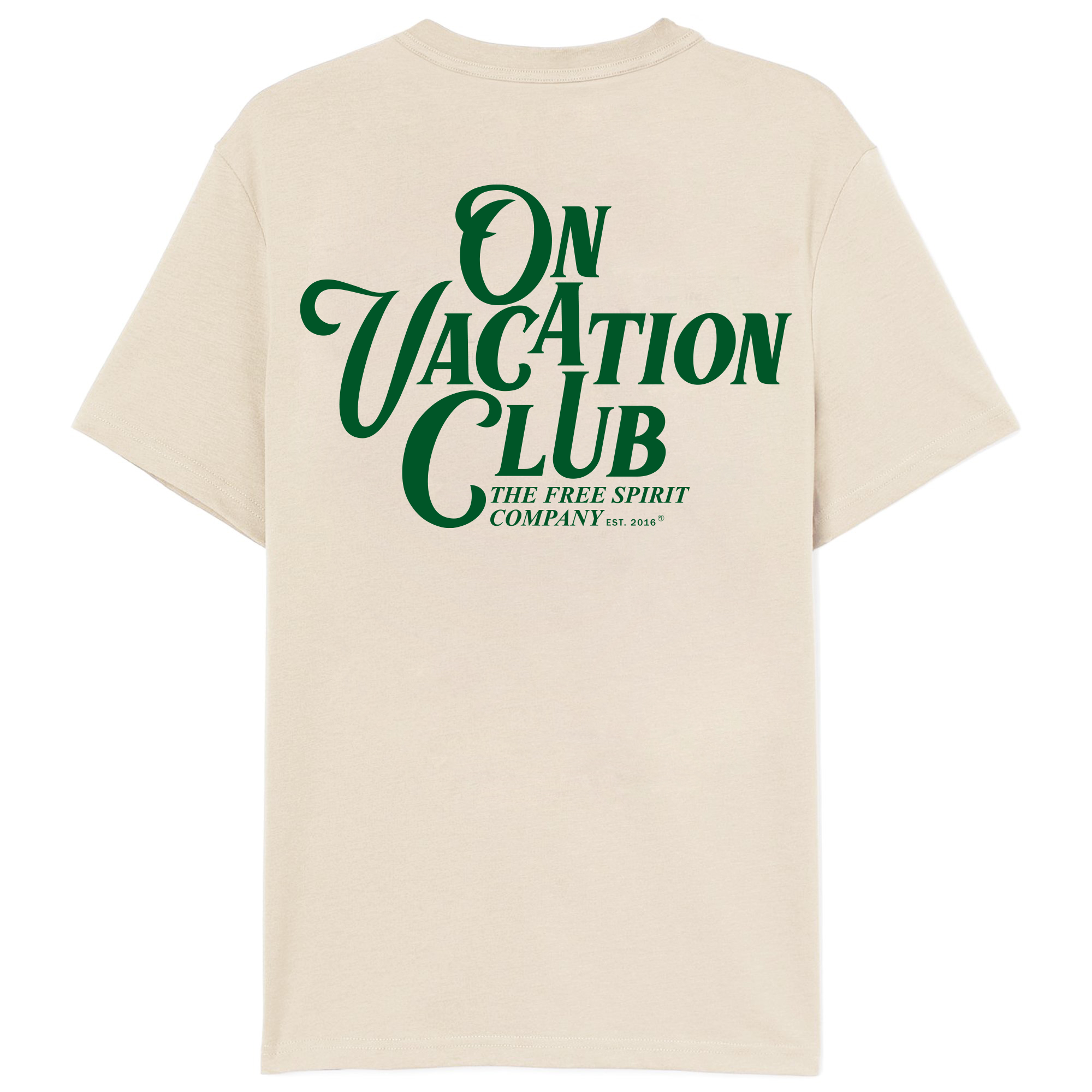 On Vacation Ladies T-Shirt "Calligraphy" - Sand/Green
