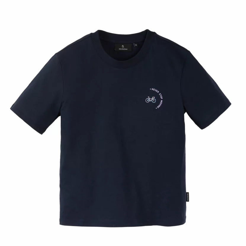 recolution Damen T-Shirt "LILY #NEVERSTOP Print" - Dark Navy Shirts & Tops