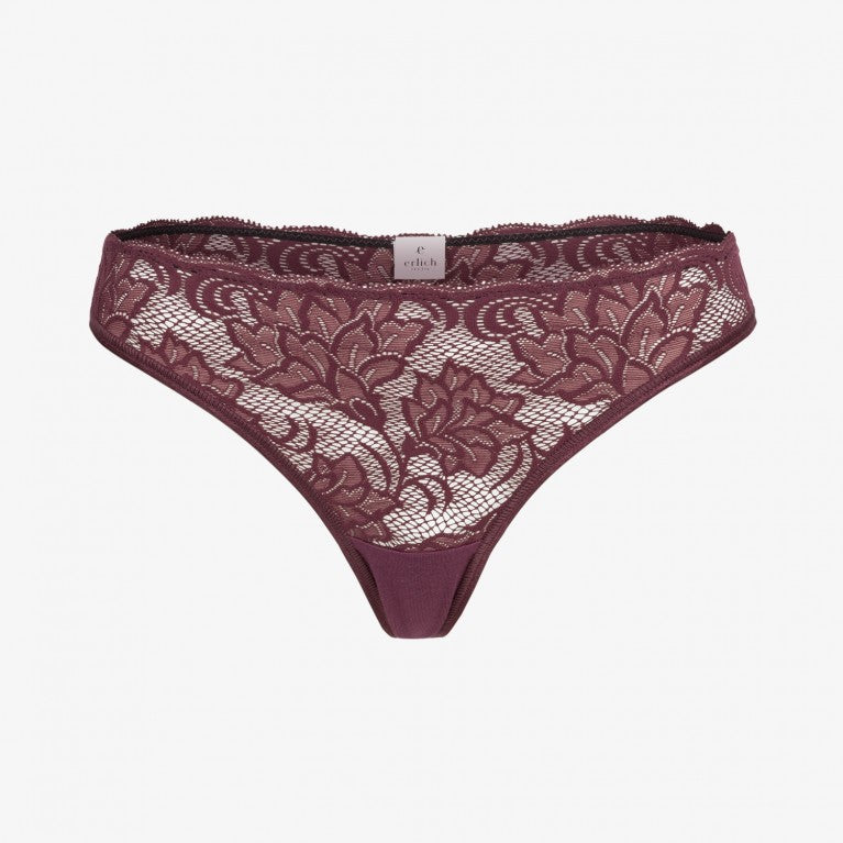 erlich textil Spitzen-String "Emilia" Pflaume