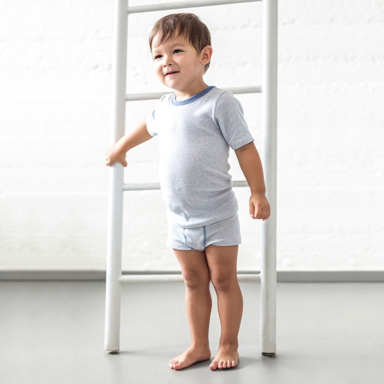 erlich kids T-Shirt "Alex" ecru-blau ringel