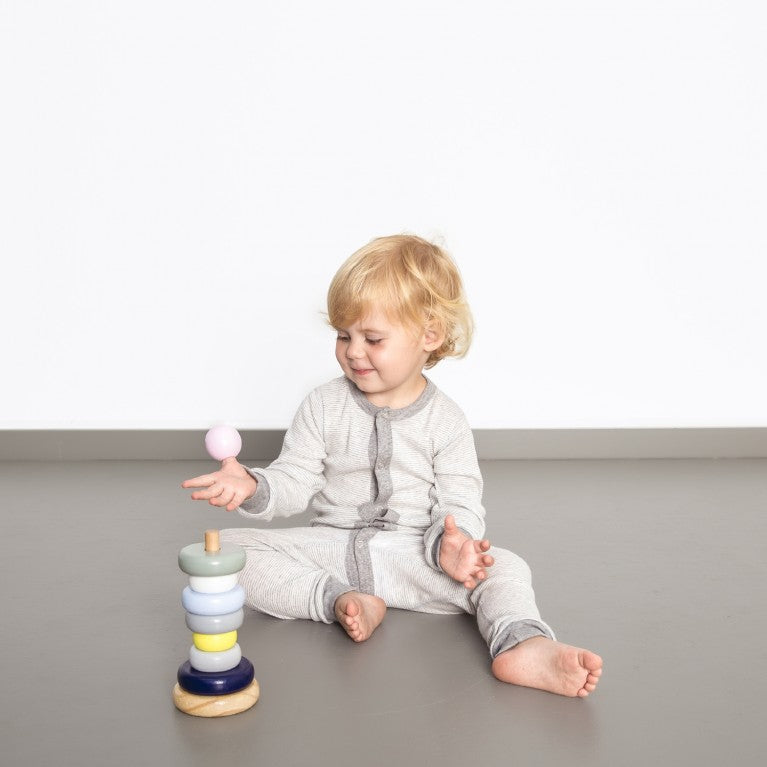 erlich kids Kinder Wickelbody "Momo" ecru-grau ringel