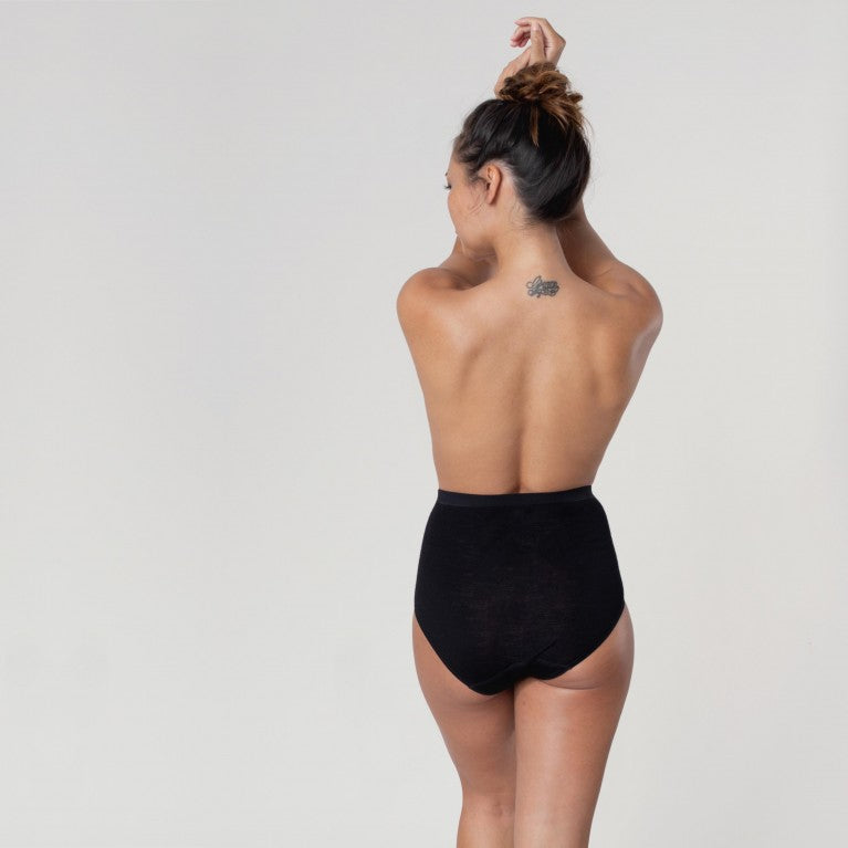 erlich textil Wolle High Waist Slip "Ilse" schwarz