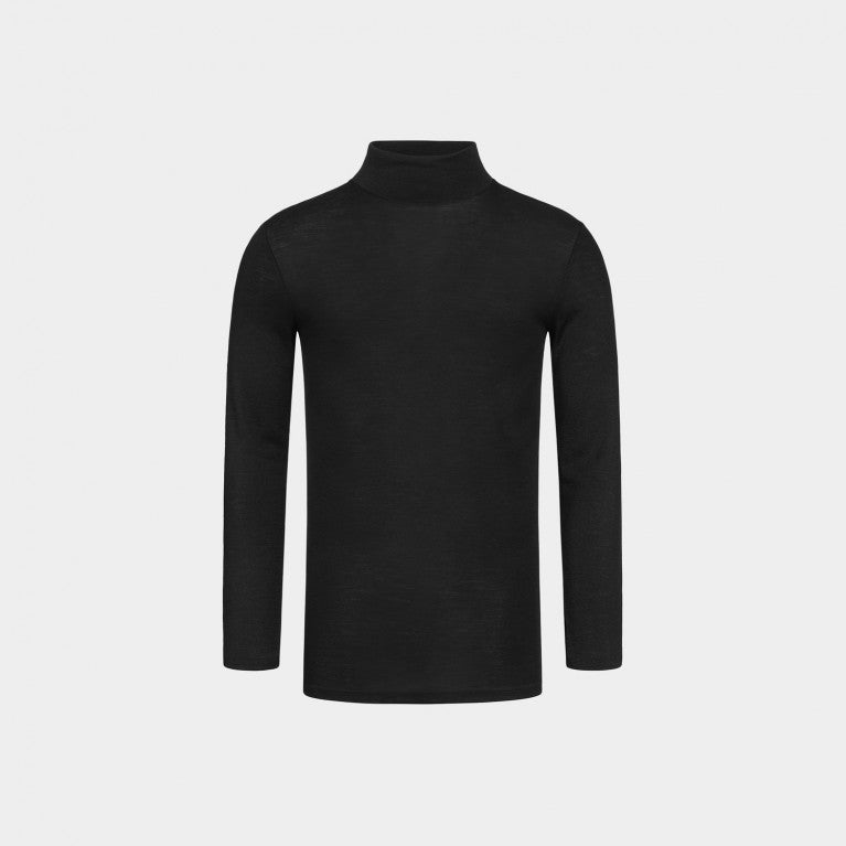 erlich textil Wolle Rollkragen Pullover "Richard" schwarz