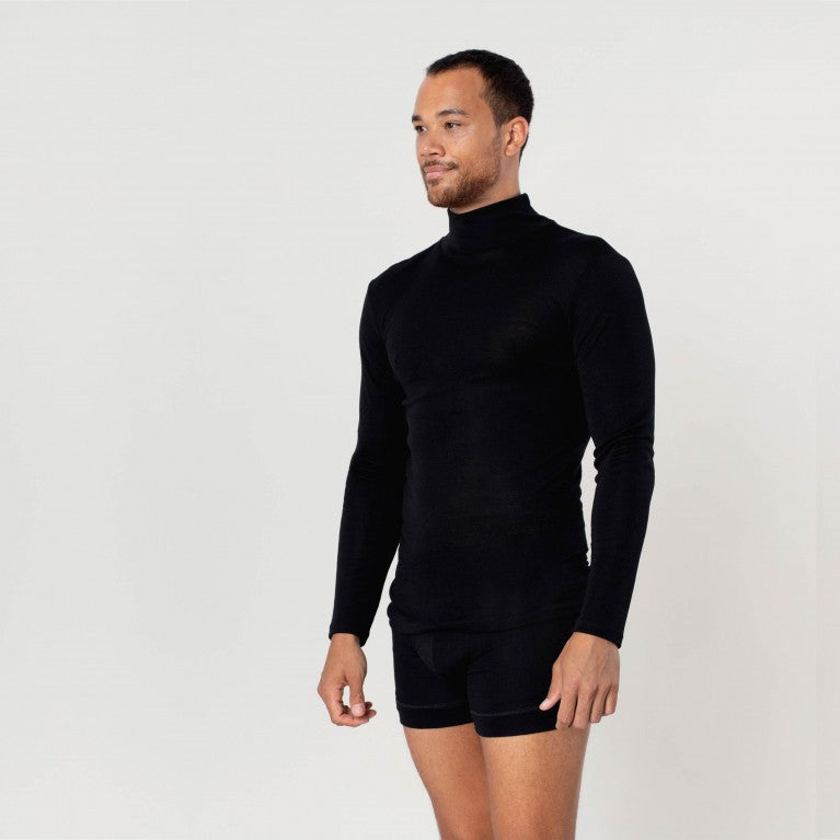 erlich textil Wolle Rollkragen Pullover "Richard" schwarz