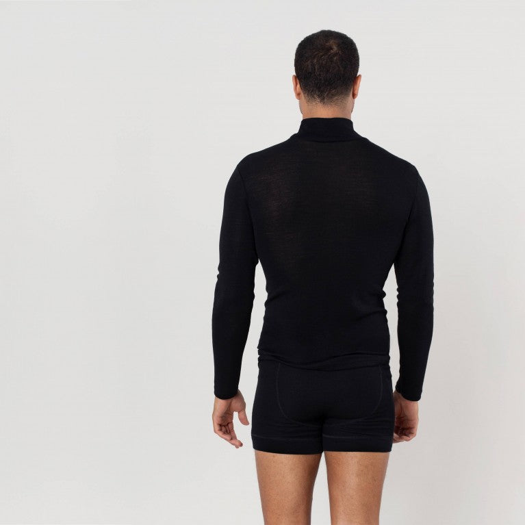erlich textil Wolle Rollkragen Pullover "Richard" schwarz