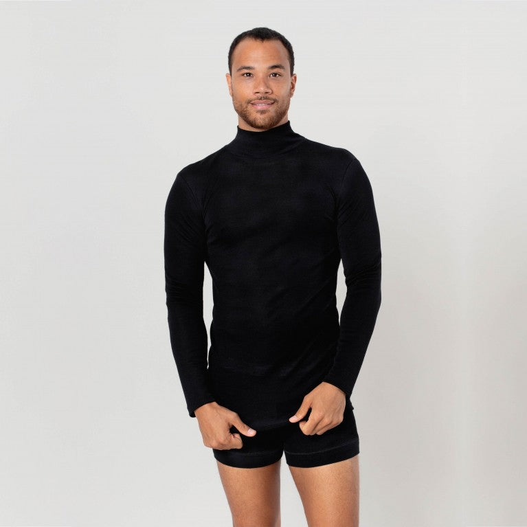 erlich textil Wolle Rollkragen Pullover "Richard" schwarz