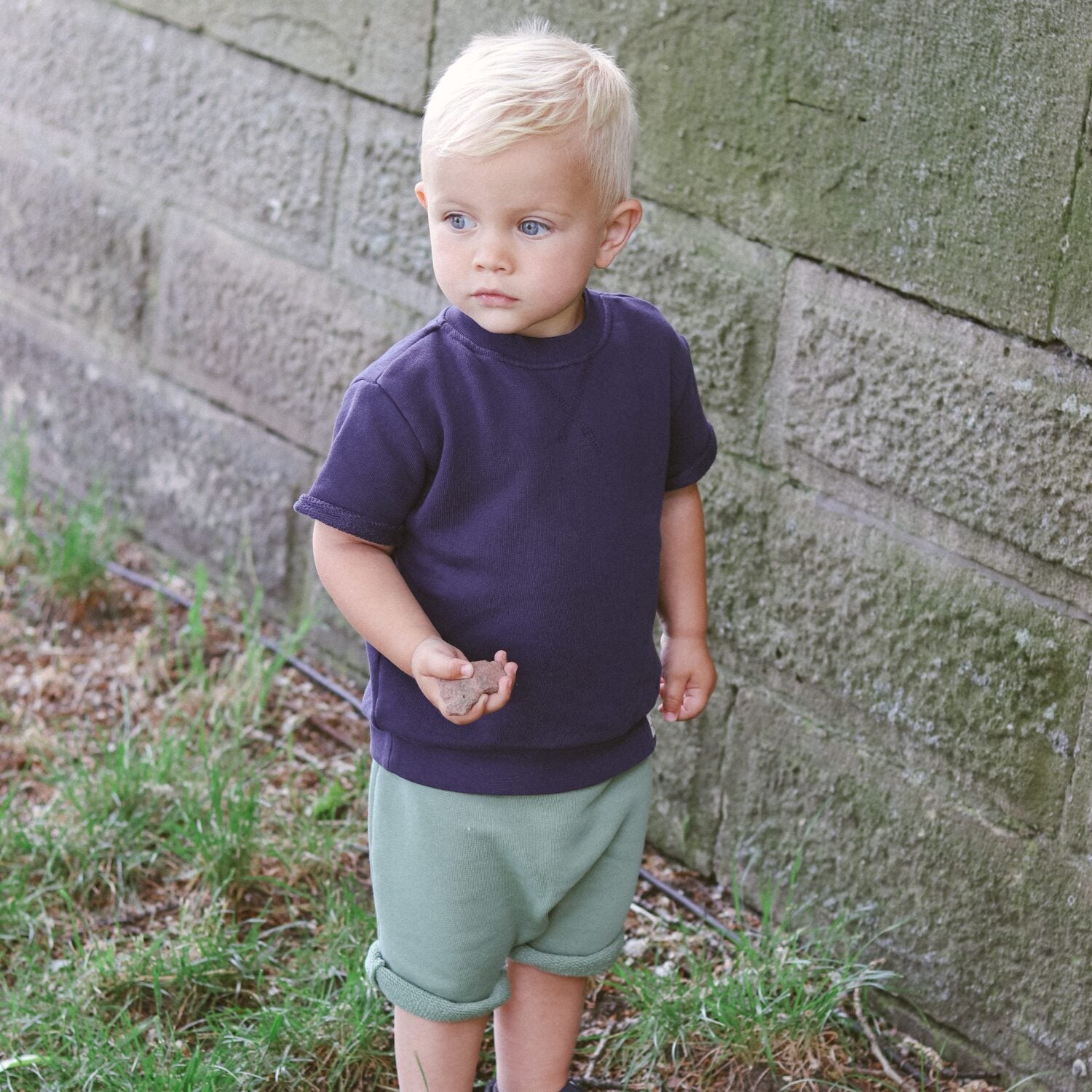 frankie & lou Kinder Kurzarm Sweater Navy