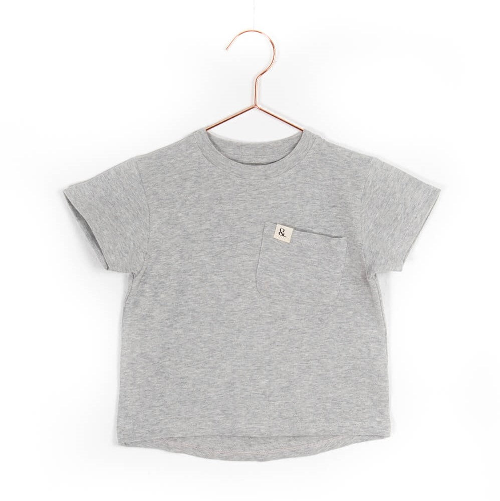 frankie & lou Jersey Kinder T-Shirt mit Brusttasche - Dritte Wahl Grau Melange